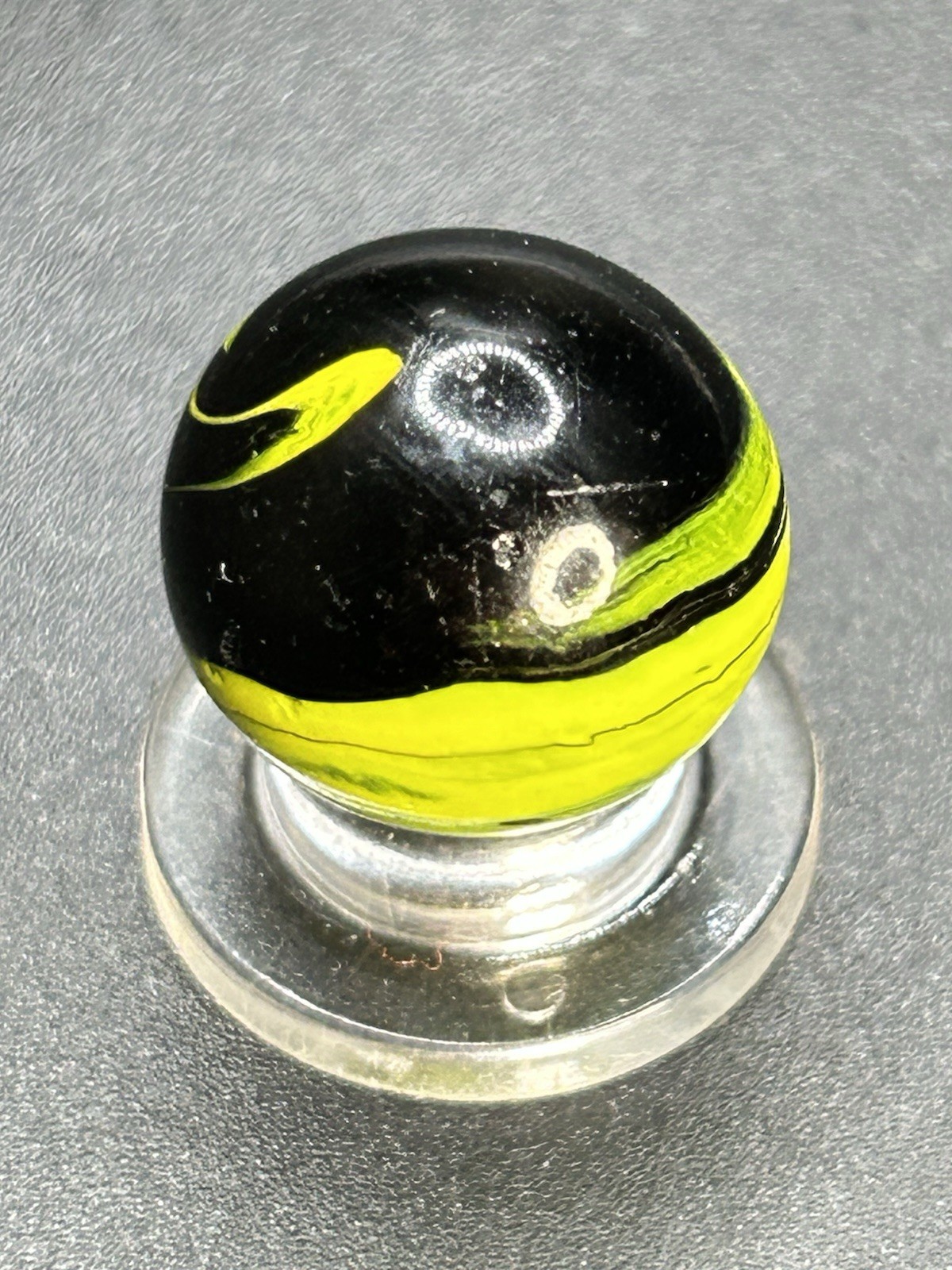 Vintage Electric Yellow Christensen Agate Striped Opaque Marble