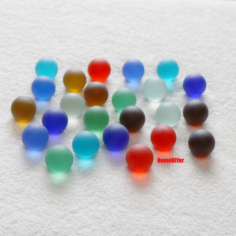 6mm-30mm Frosted Coloured Glass Beads Round Balls Toys Fish Tank Vase Decoration