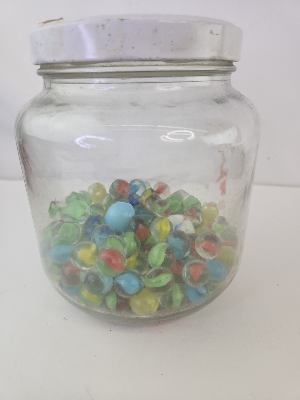 Vintage 113 Marbles in a Jar Assorted Kinds Multicolors 1950s