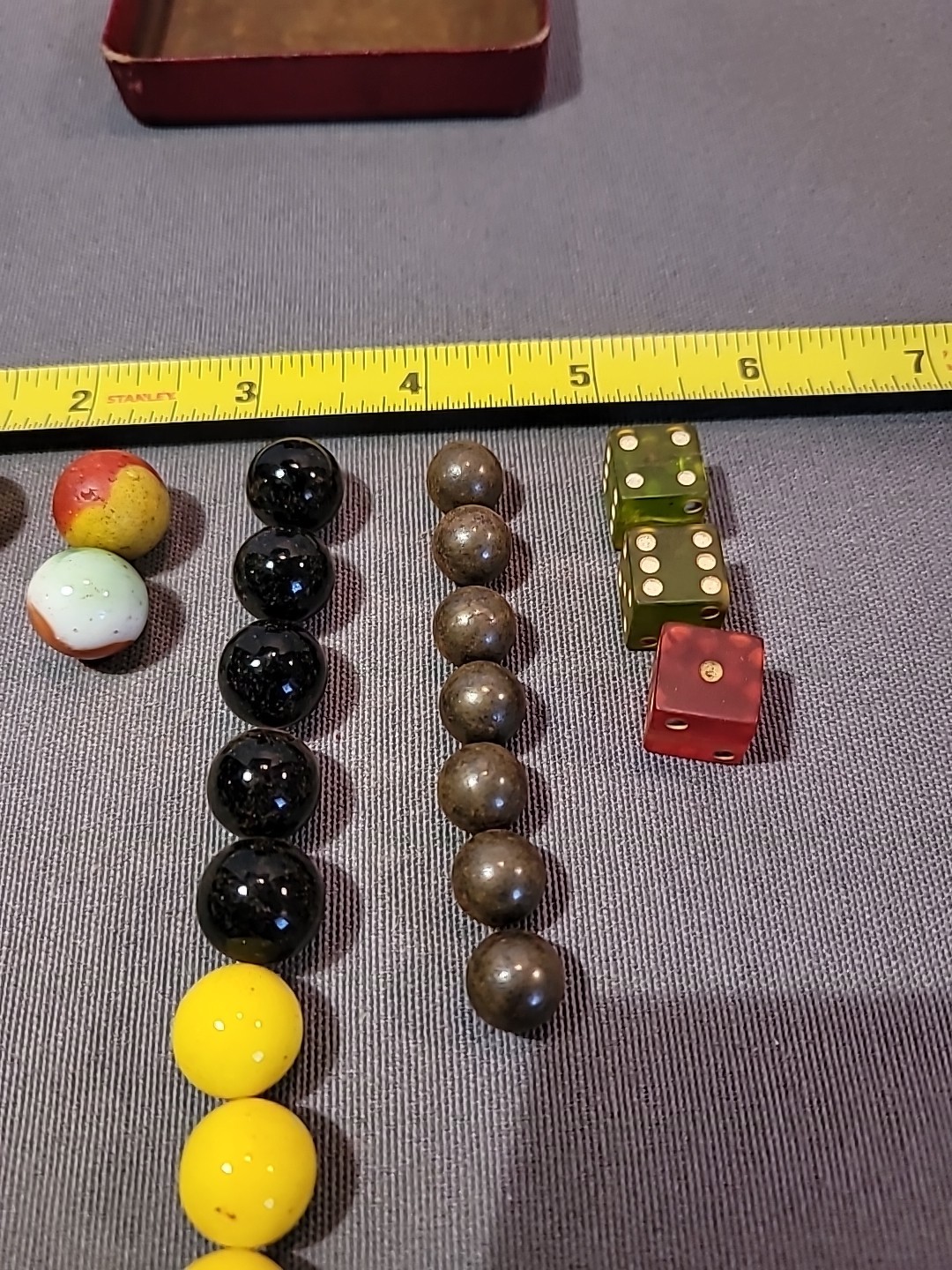Lot of Random Vintage Antique Marbles Dice Steel Balls Mixed Sizes And Colors