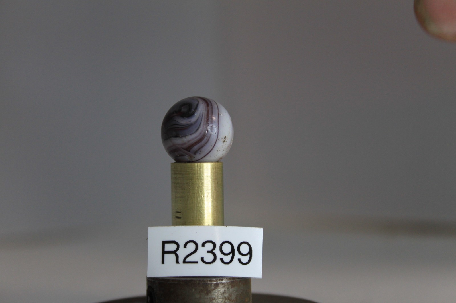 CHRISTENSEN AGATE MARBLE COLD ROLLED PURPLE OPAQUE WHITE 11/16″ CIRCA 1925-1933