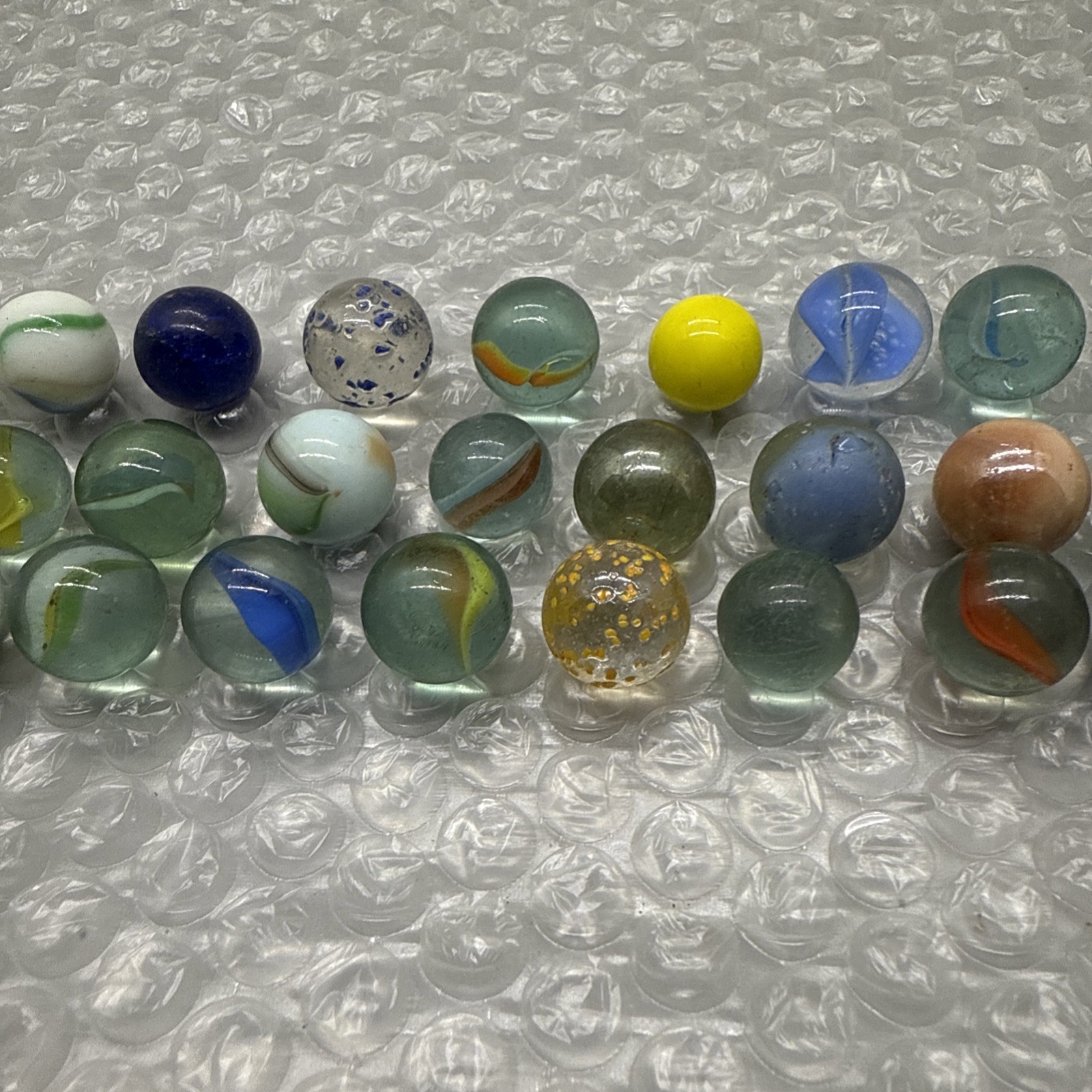 Vintage Marbles Lot of 30 Assorted Sizes Styles Colorful Glass Collectibles USA