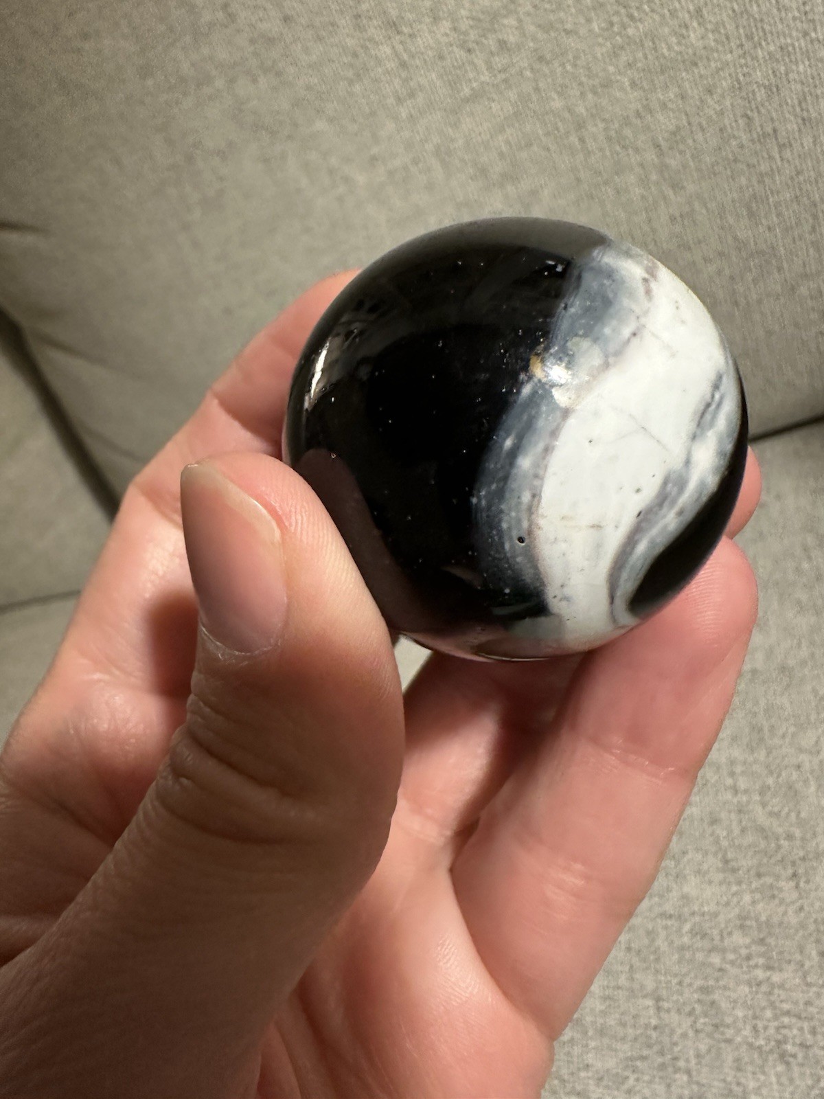 Antique Large Glass Marble Deep Amethyst Purple And White Swirl Streak Milky Way