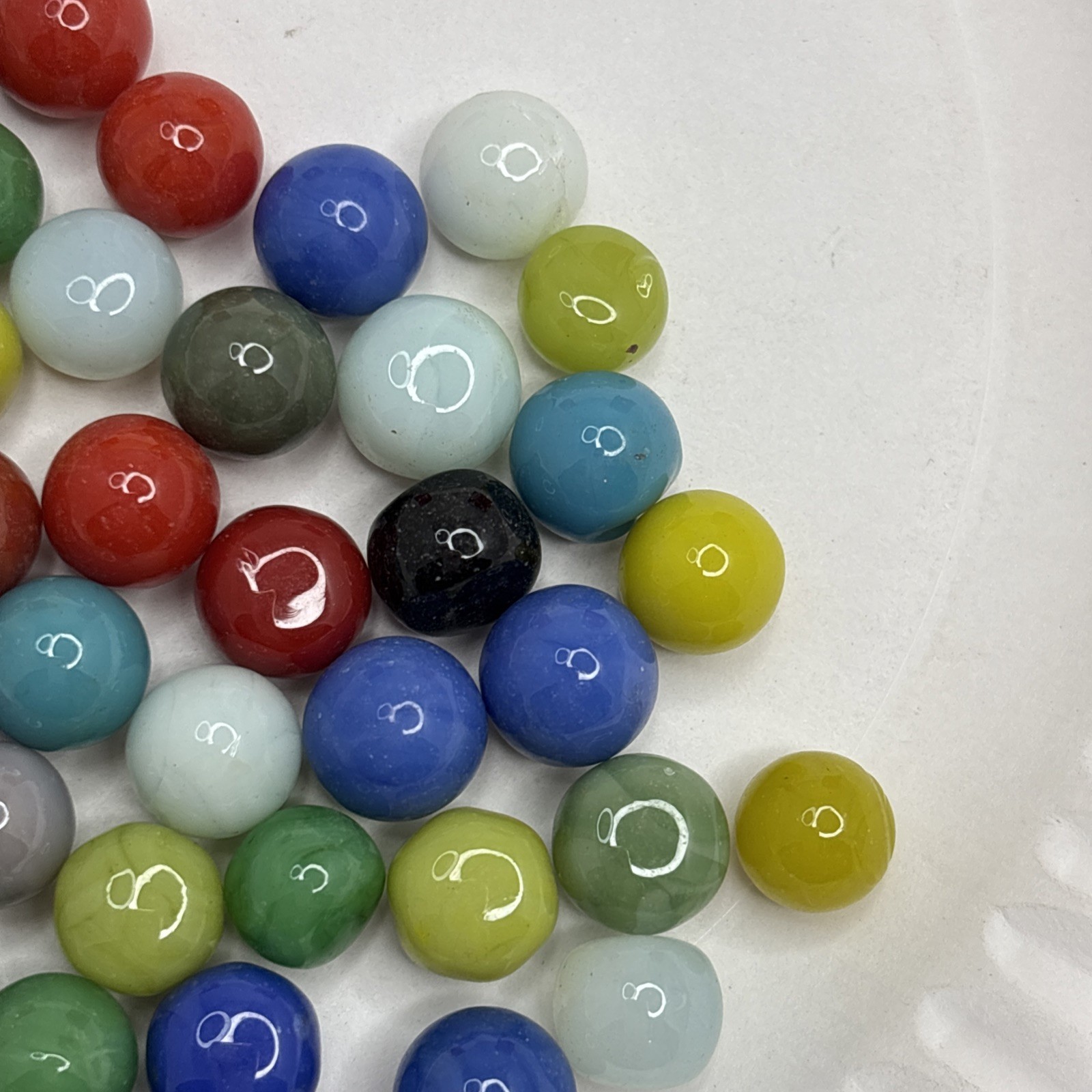 Vintage Bright Color Glass Marbles Lot of 50 Peewee Size A3 Some Imperfections