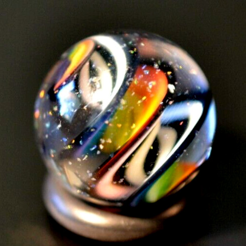 BRYAN TRILLAS GLASS MARBLE/.729″-OPAL BLUE BLACKLIGHT 2 SIDED CORKSCREW-OPALS