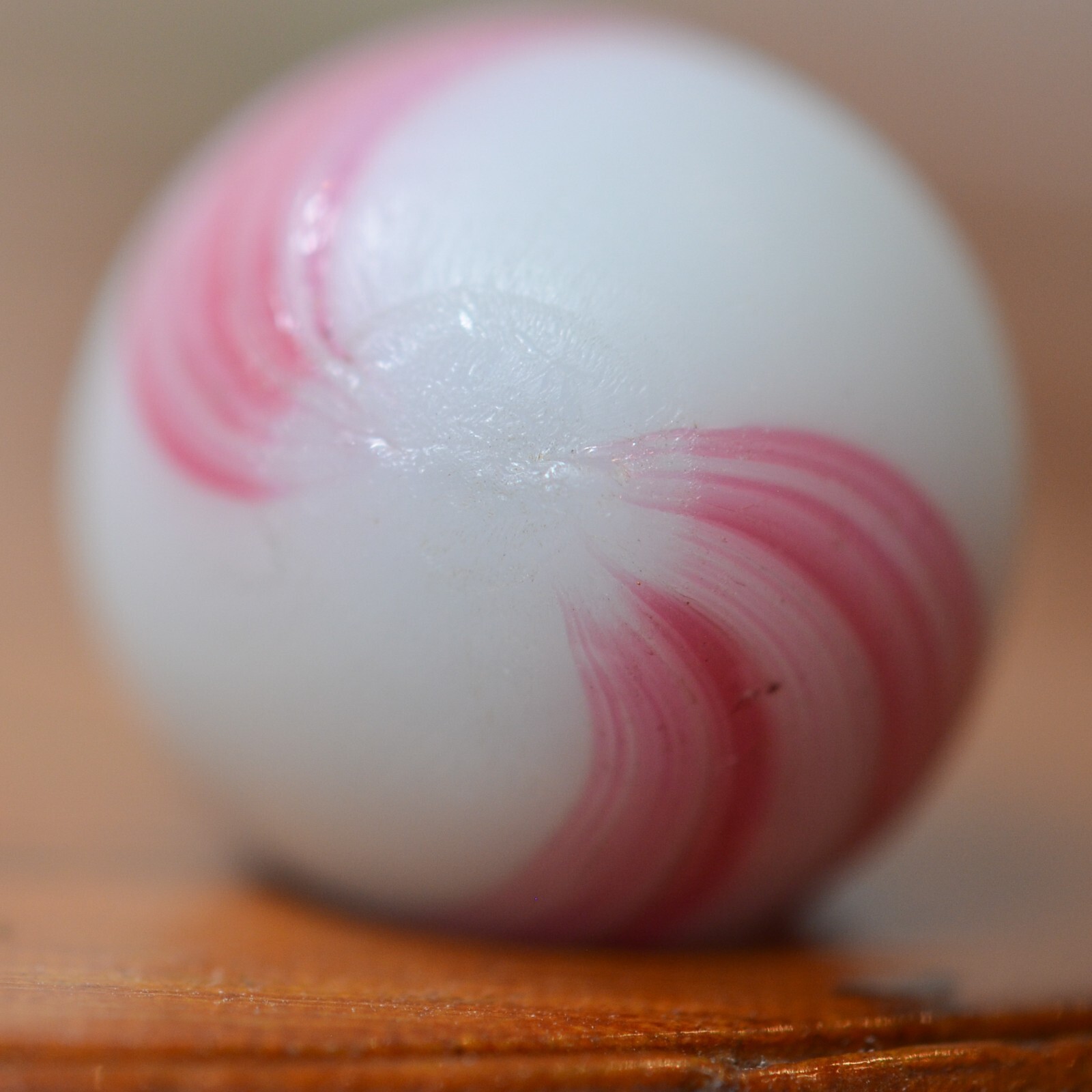Handmade Pink Banded Opaque Marble, 11/16 in, Near Mint, Germany 1860-1920 S1507