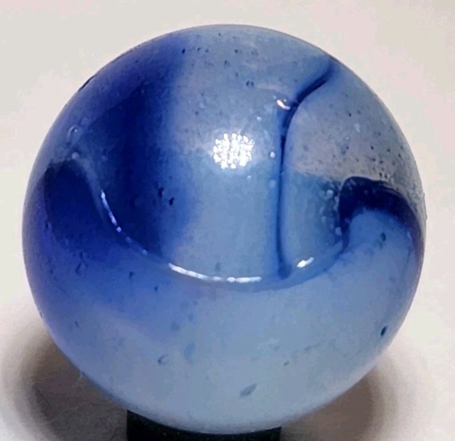 PELTIER GLASS CO. “INKY” ‘Rainbo’ .61″ Vintage Marble