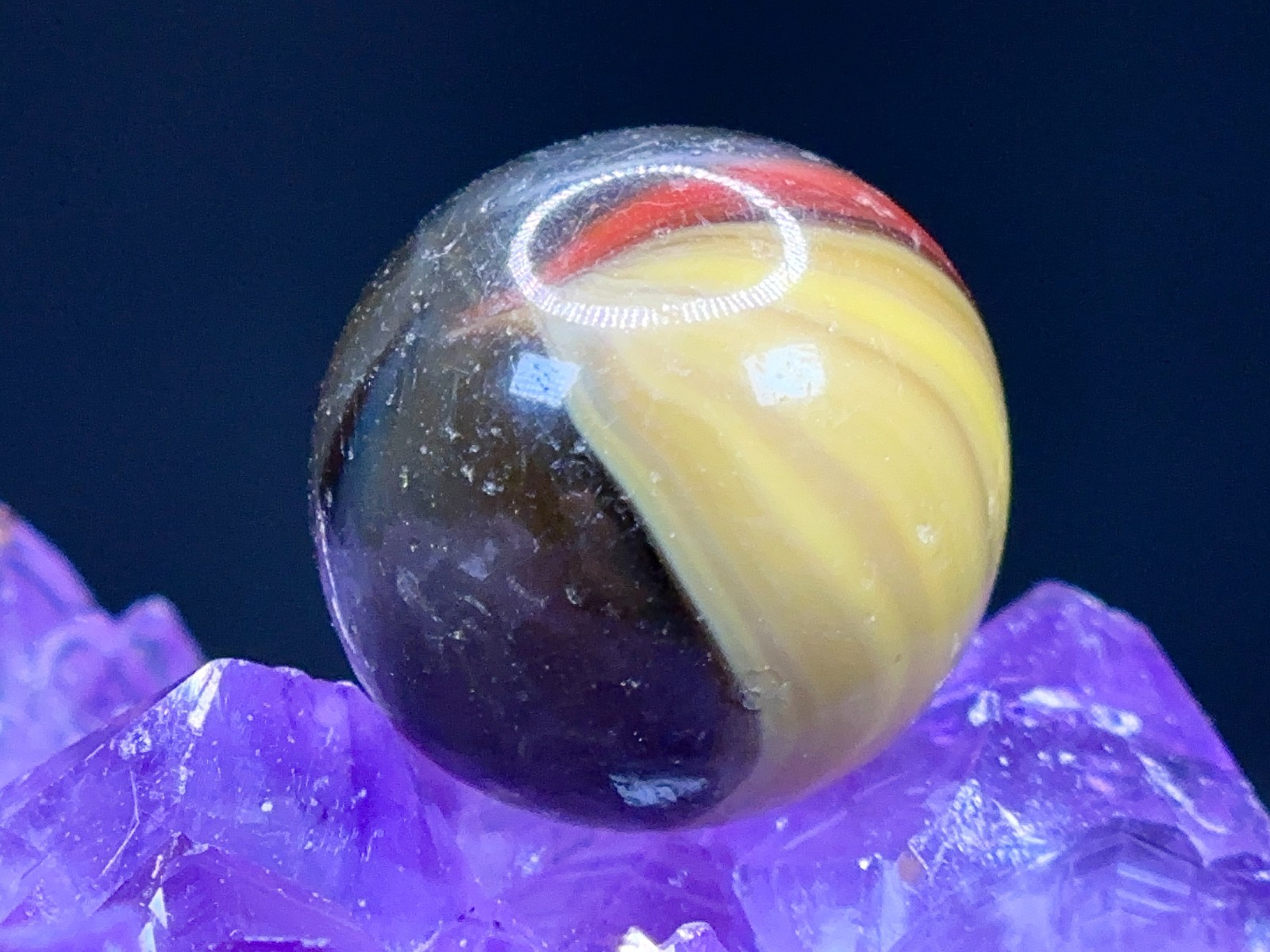 Vintage Master Marble Sunburst Marble – Yellow Red & Brownish – .75″ Shooter!