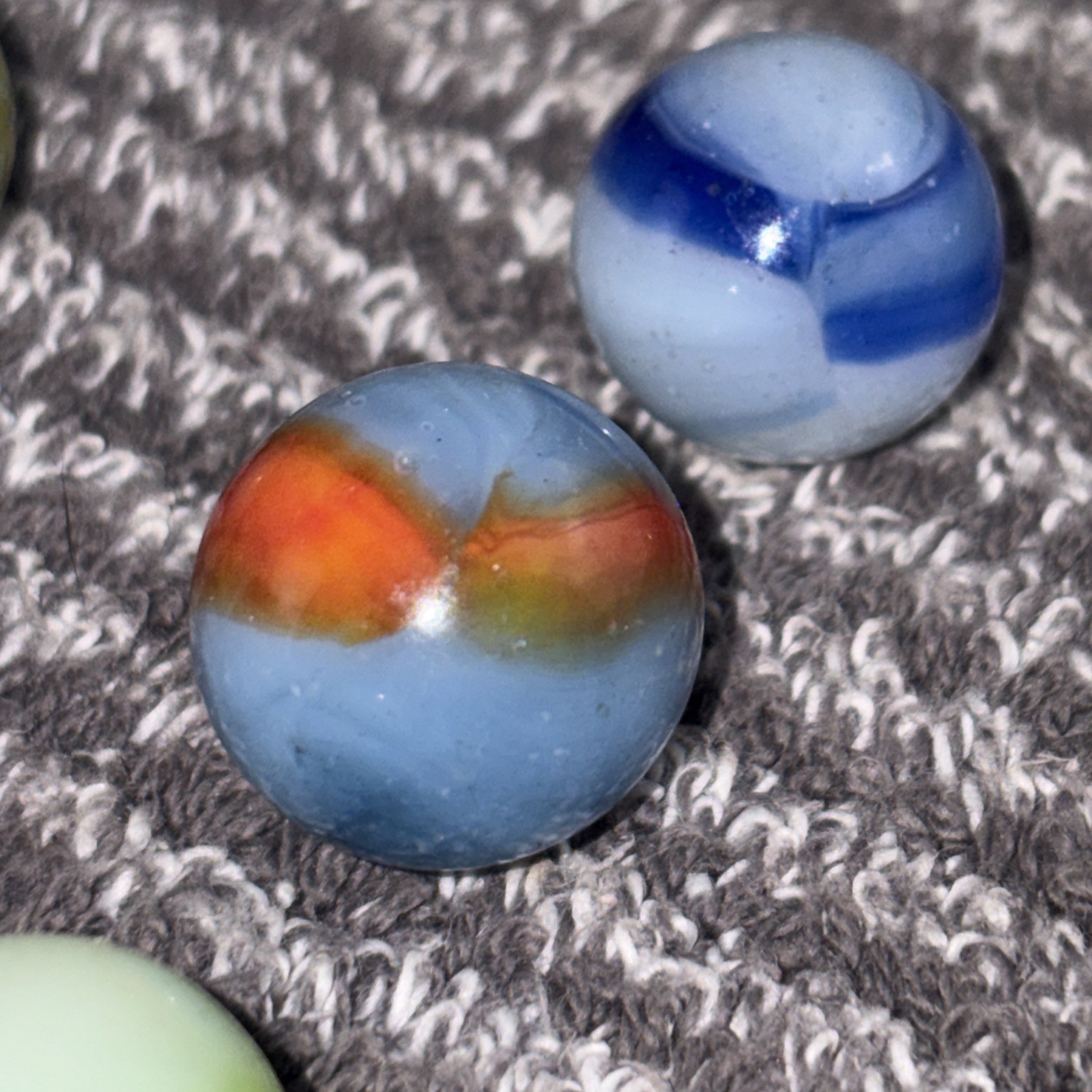 Kokomo marble lot shooters,UV,Opalescent variety Ribbons .58 to .84