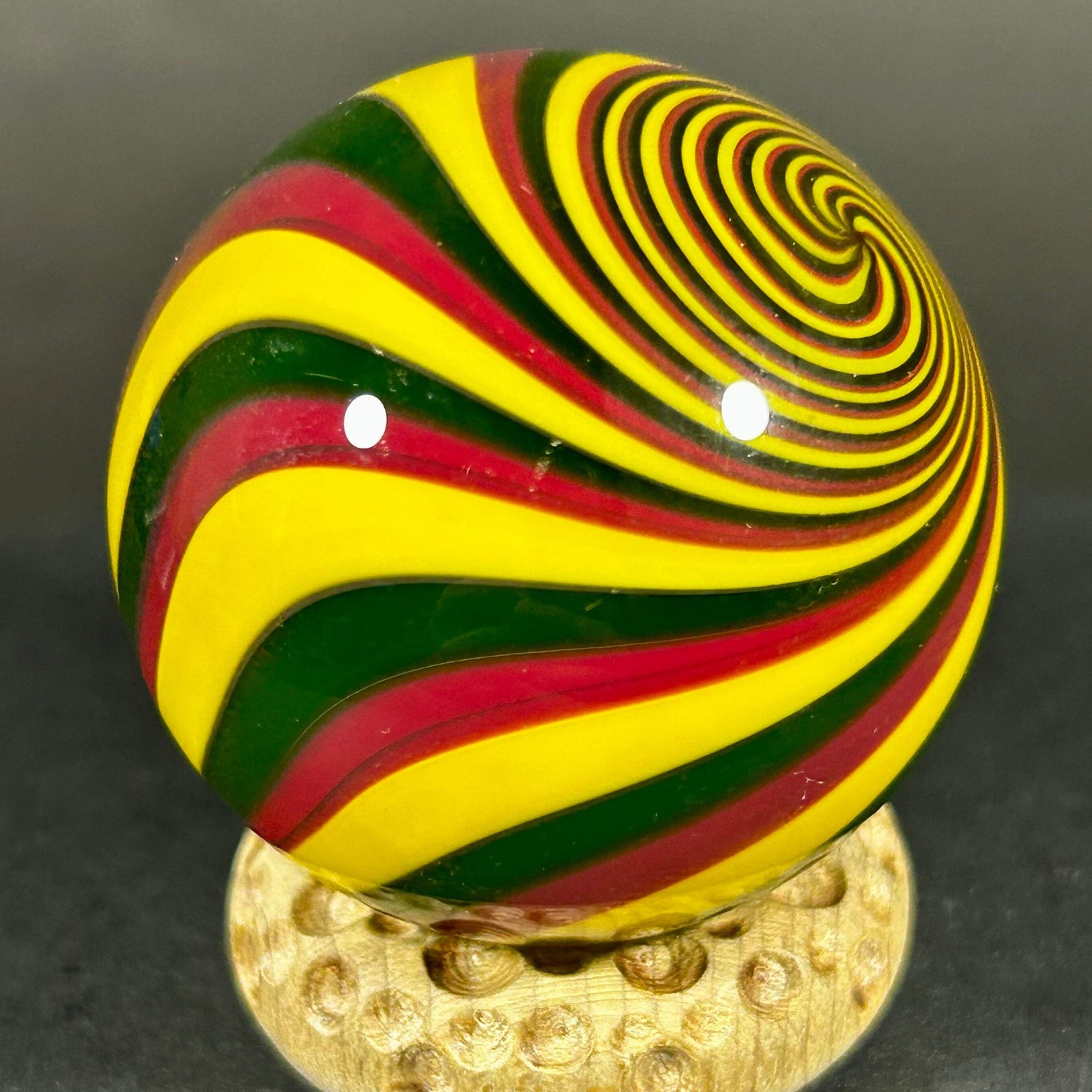 Fritz Lauenstein Art Glass Marble, tranquill swirl 1.57”