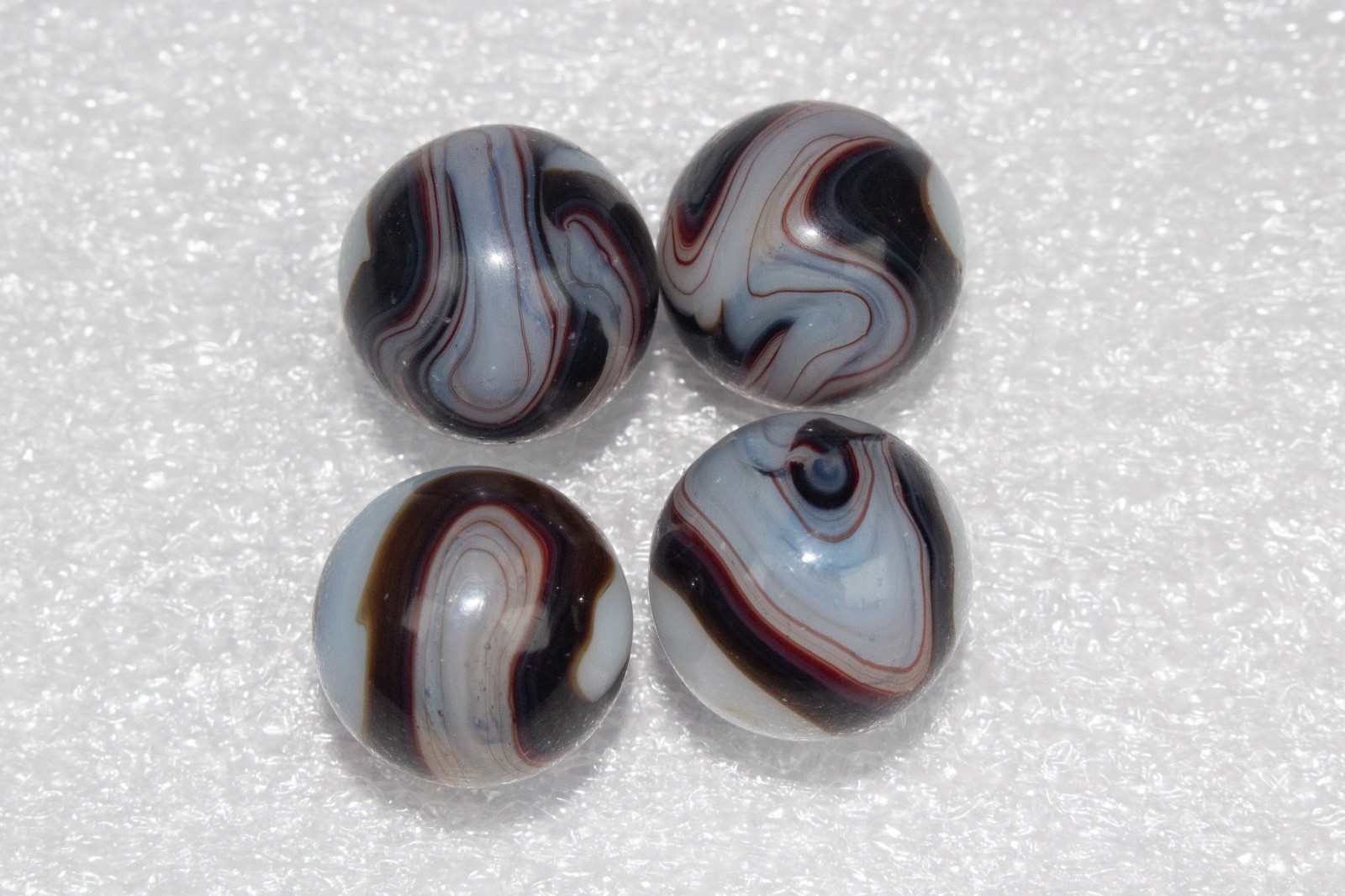 Vintage Marbles Lot of x4 Heaton Agate Dragon’s Blood Oxblood VHTF dug set