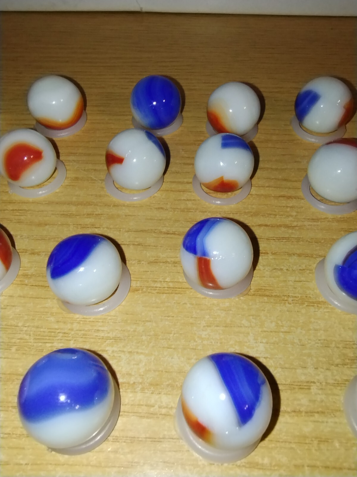 Patriotic (Red White Blue) Liberty Marbles Florescent UV Reactive Uranium Glass