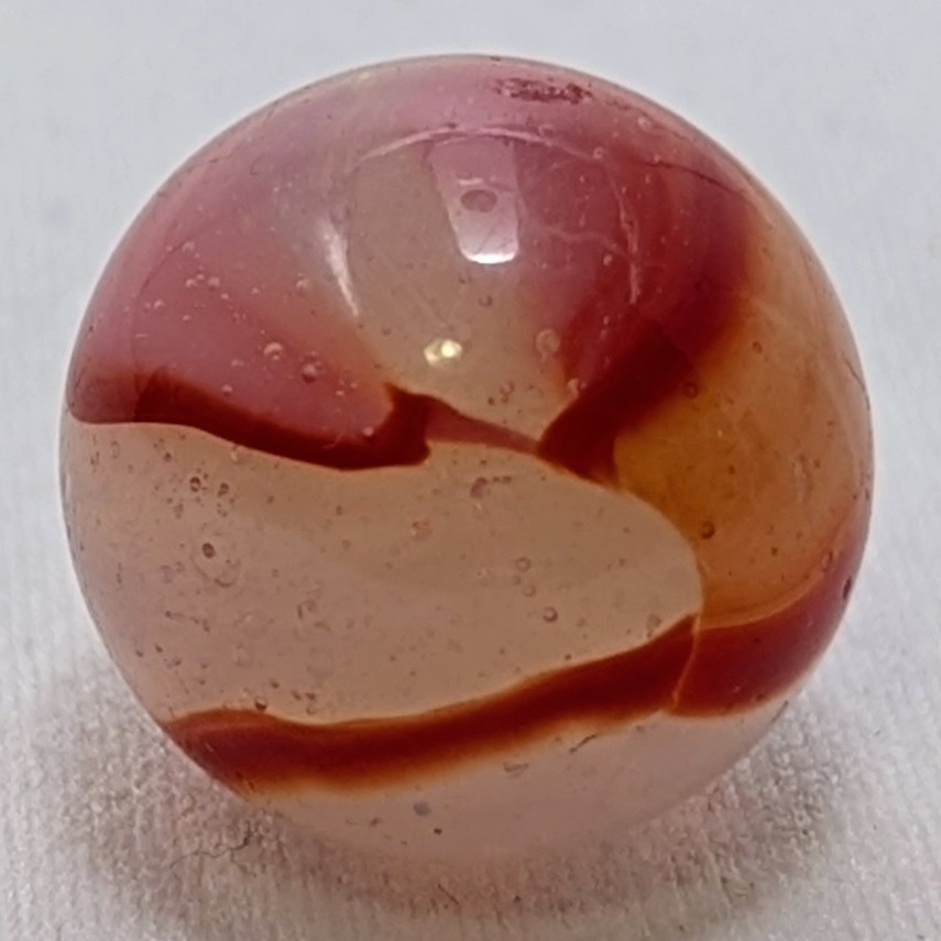 Vintage Akro Agate Carnelian Oxblood Swirl Marble UV Uranium Glow NM 5/8″