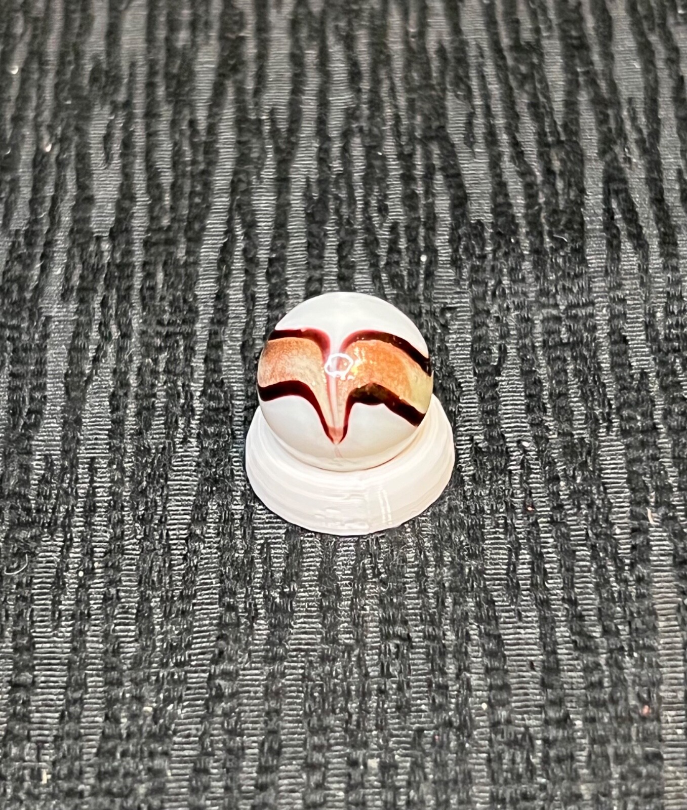 16mm “Insignia” Handmade Art Glass White w Black Gold Design