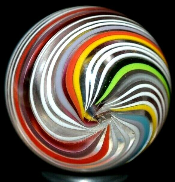 JODY FINE HANDMADE GLASS MARBLE/1.120″-FALL SPECTRUM DOUBLE-GREEN LUTZ,YELLOW++