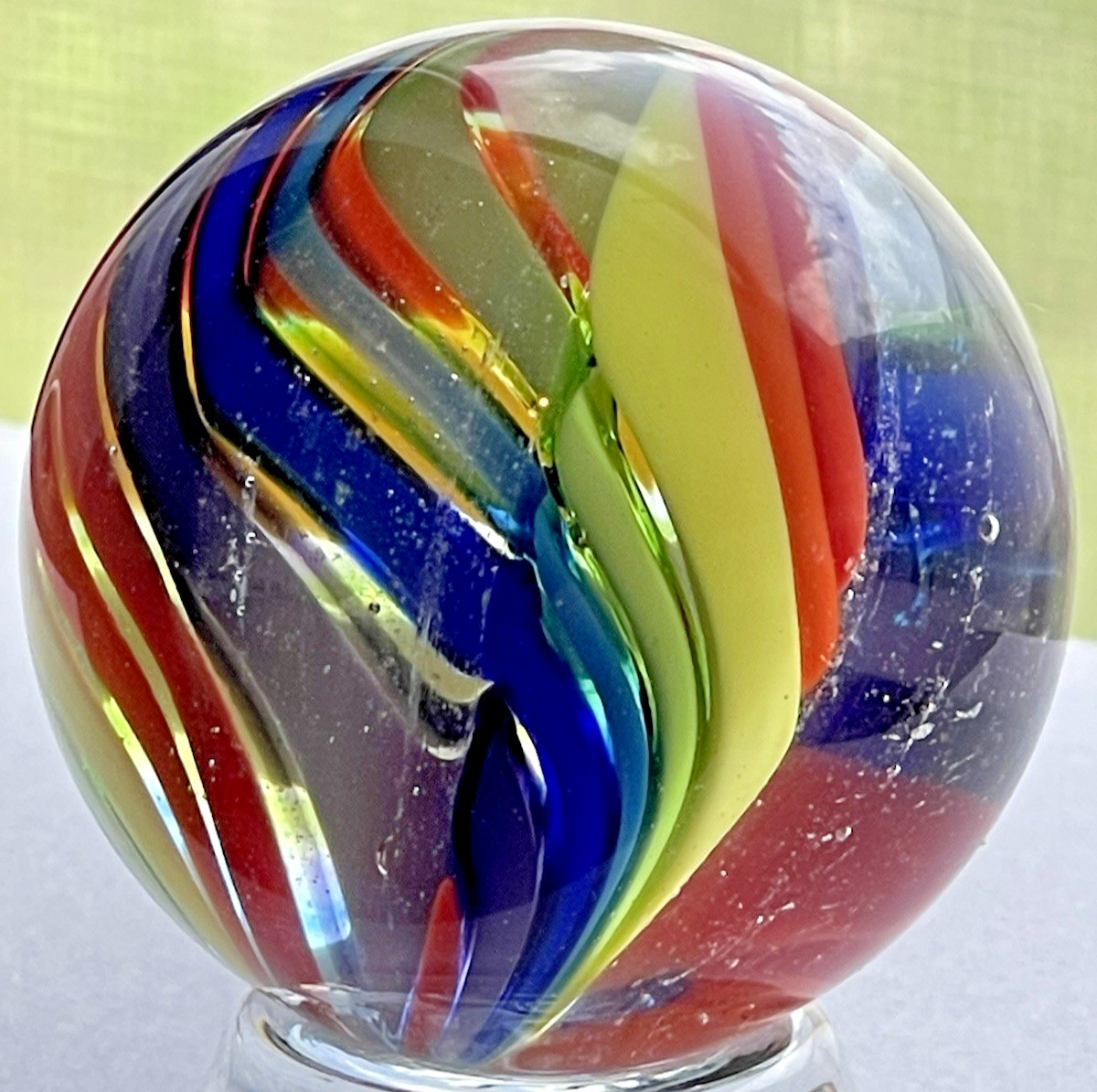 2017 EDDIE SEESE SAM HOGUE MARBLE GLASS ART HANDMADE 1.64 VIVID COLORS UNIQUE 1