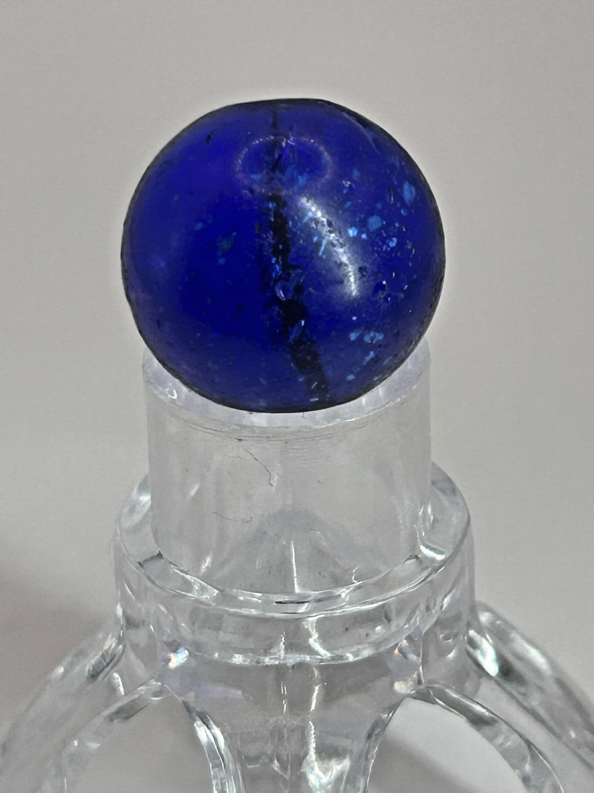 Antique German Handmade Blue Mica w/Filament Marble 83/128″ Mint m38