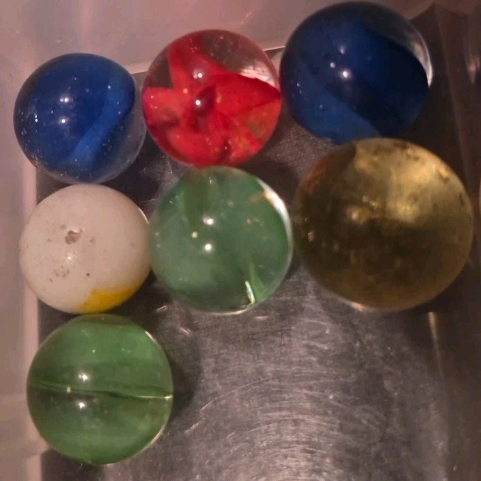 7pc Super Glow UV Reactive Marble Lot Uranium Selenium Cadmium Glass