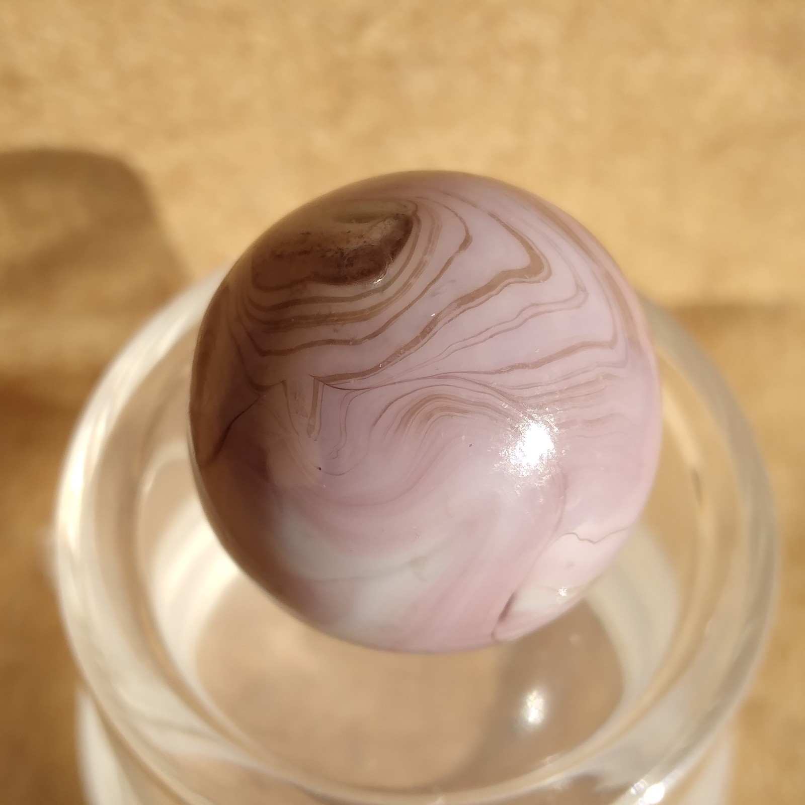 .62″ Vintage M.F. Christensen Agate CAC Lavender Opaque Layered Swirl Marble