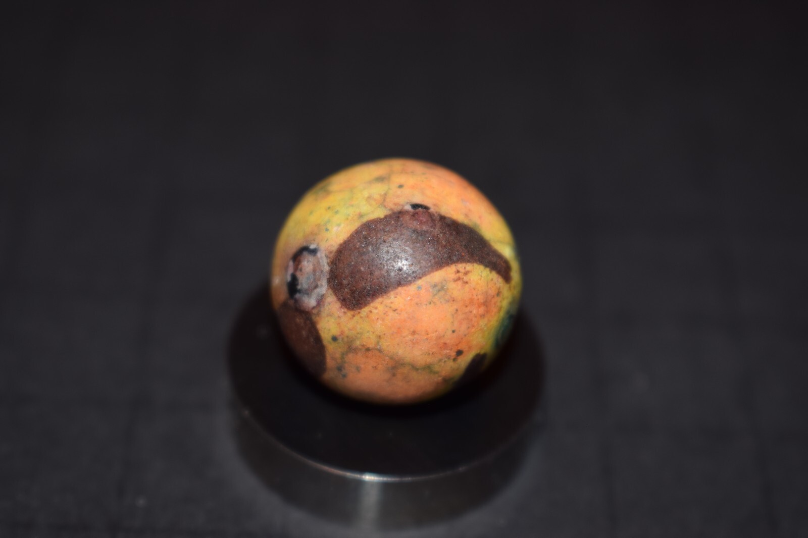 🐦➖⏩Antique Toy Hand Painted 🔥Fired Clay Teardrop art marble shooter size .750″