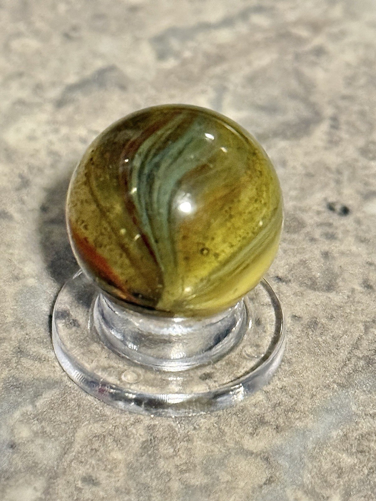 RARE 40’s NM/M Peltier Rainbo “LEMONADE OXBLOOD” Marble 0.697” UV REACTIVE! OBO