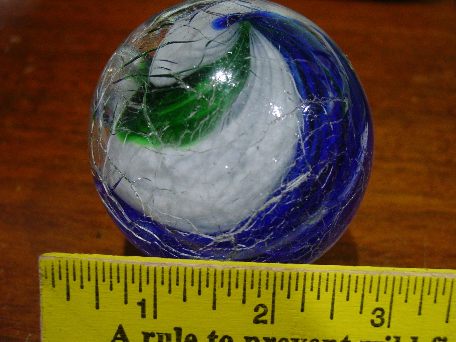 Handmade Contemporary Glass Art Earth Crackle Marble 3″ West Virgina Garage 1982