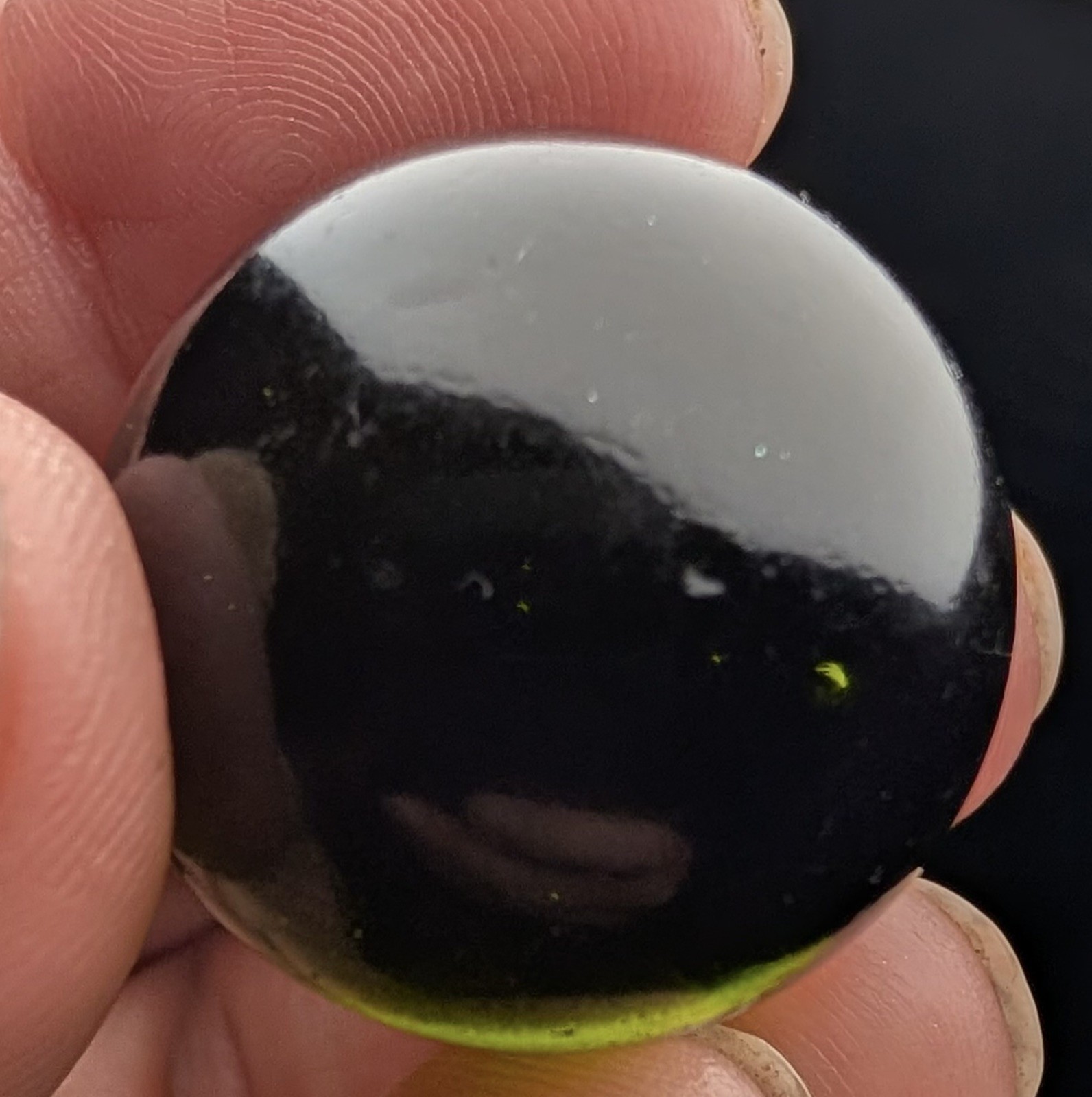GRAIL 1.01″ German Cadmium Green Marble DAYLIGHT glow PONTIL Handmade Rare