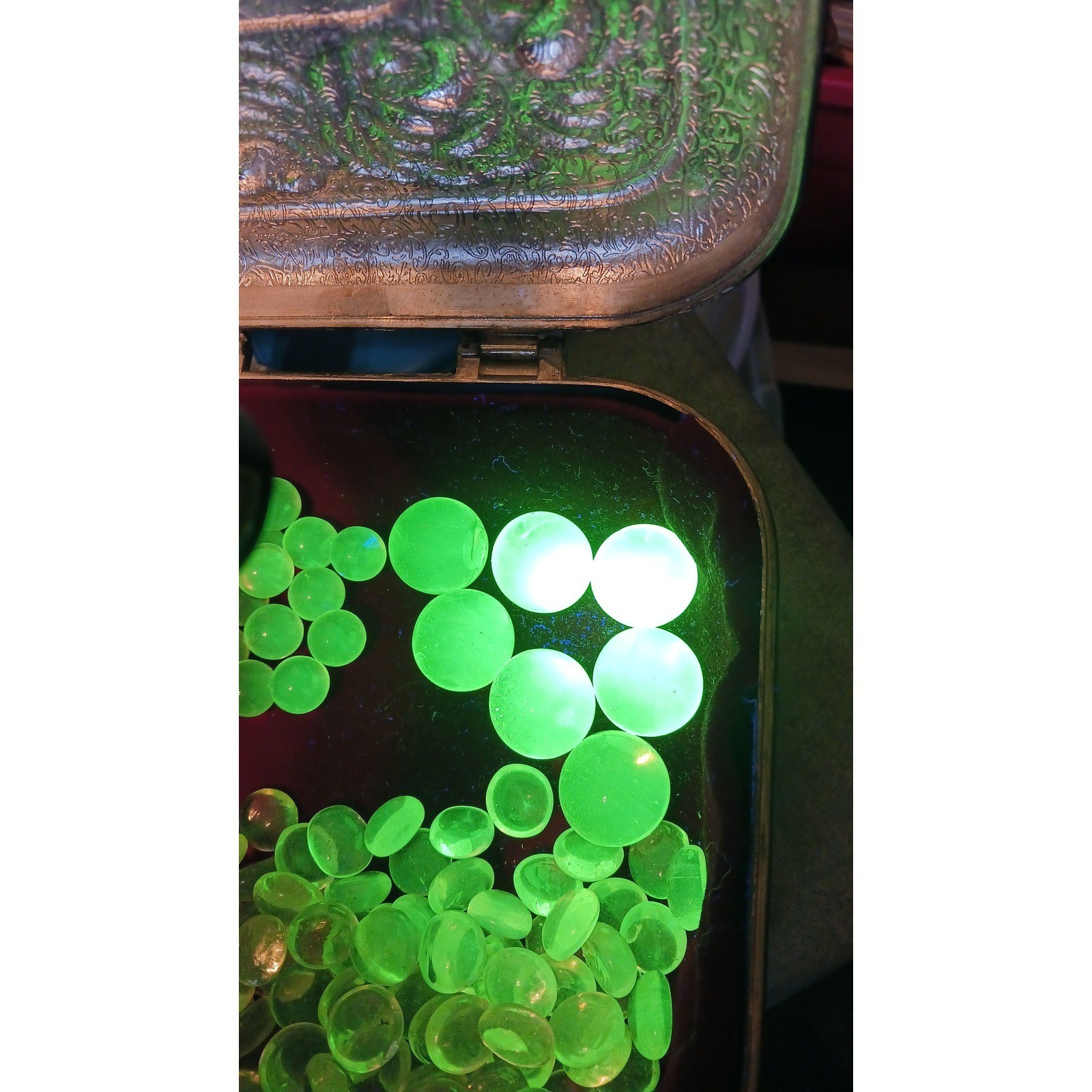 375. ONE Vaseline uranium glass shooter Marble 1″