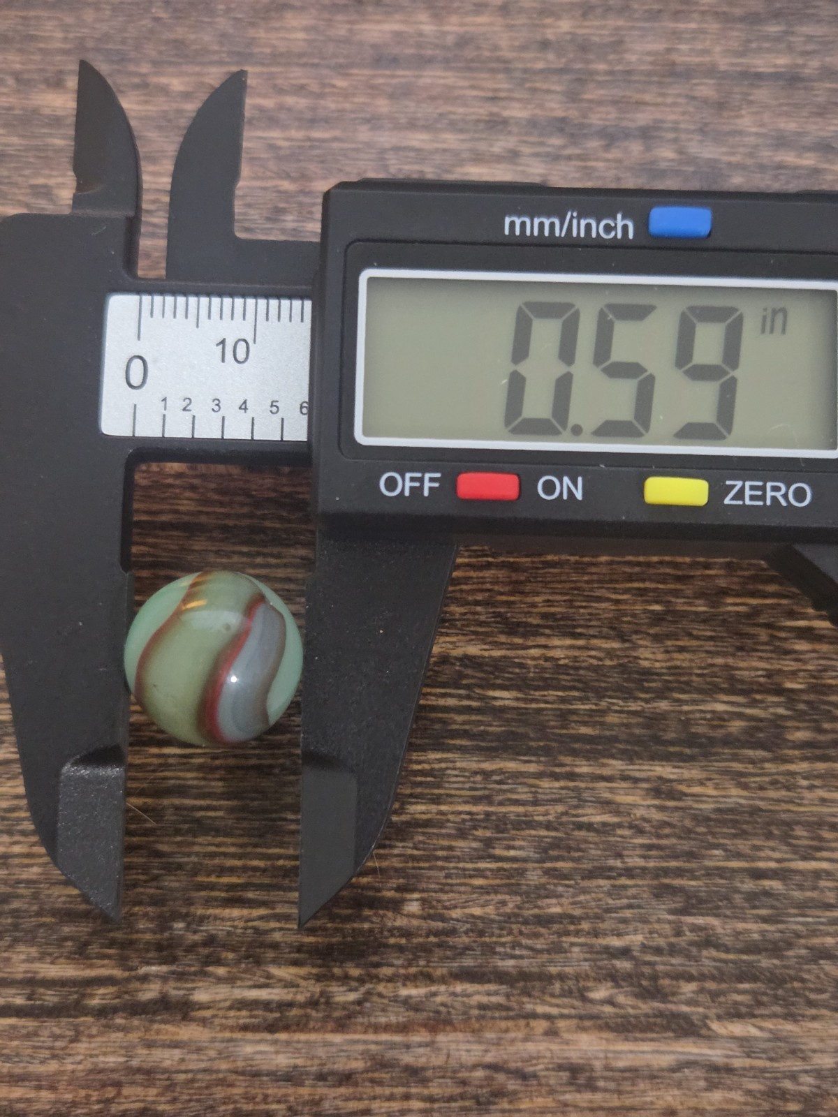 Vintage Akro Agate Watermelon Marble Mint Green & Red ~ .59″
