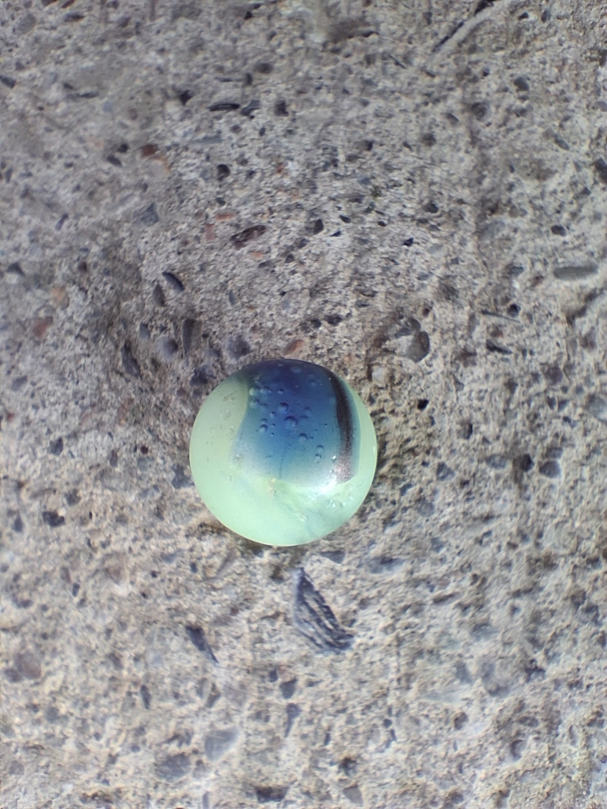 KokomoOpalescent Glass Rainbo Marble .60 BRIGHT Uv!! VHTF Example Beach Glass