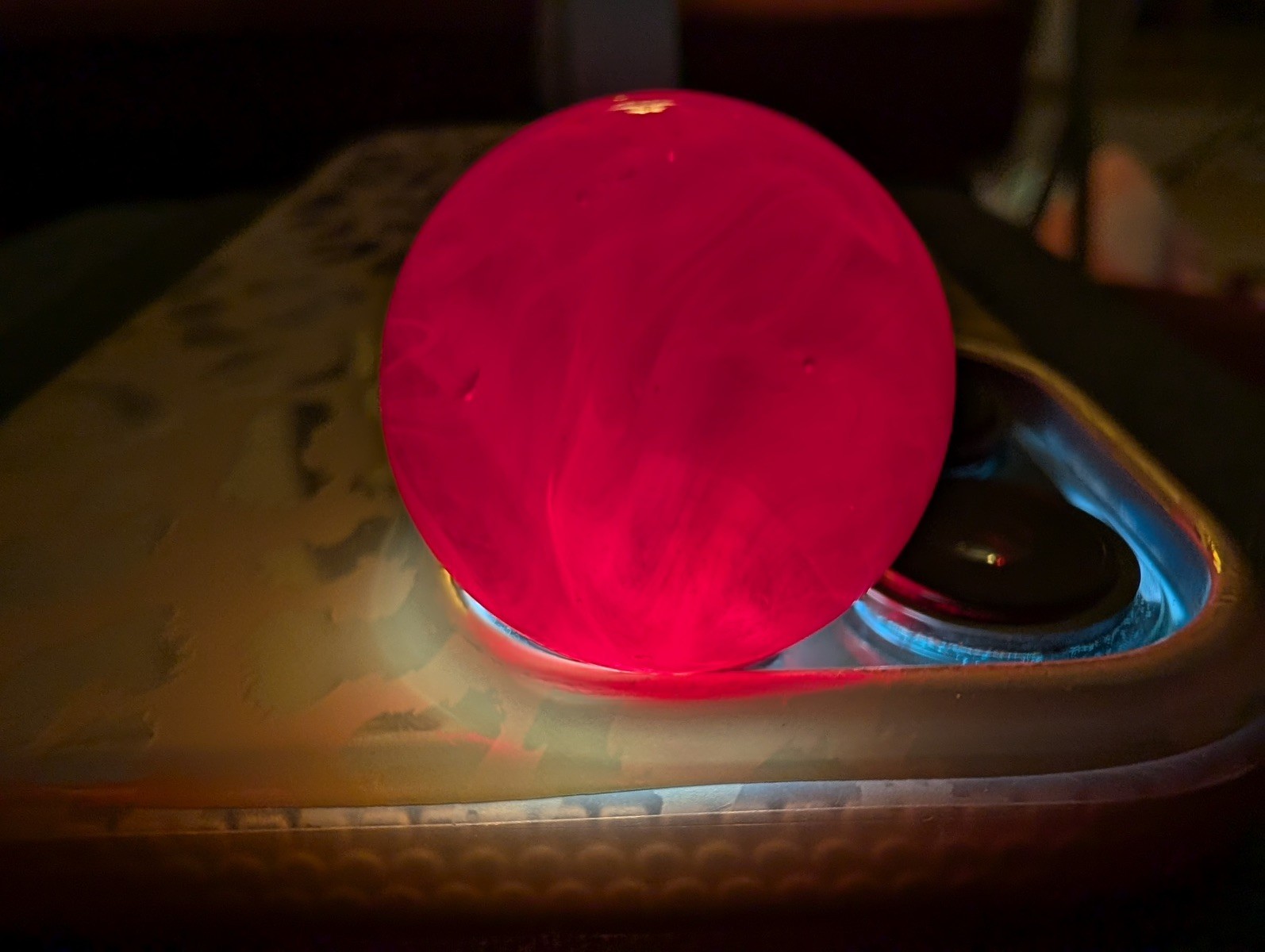 GRAIL- .93 German Cadmium Marble DAYLIGHT GLOW Neon Red Pink Shooter Pontil Rare