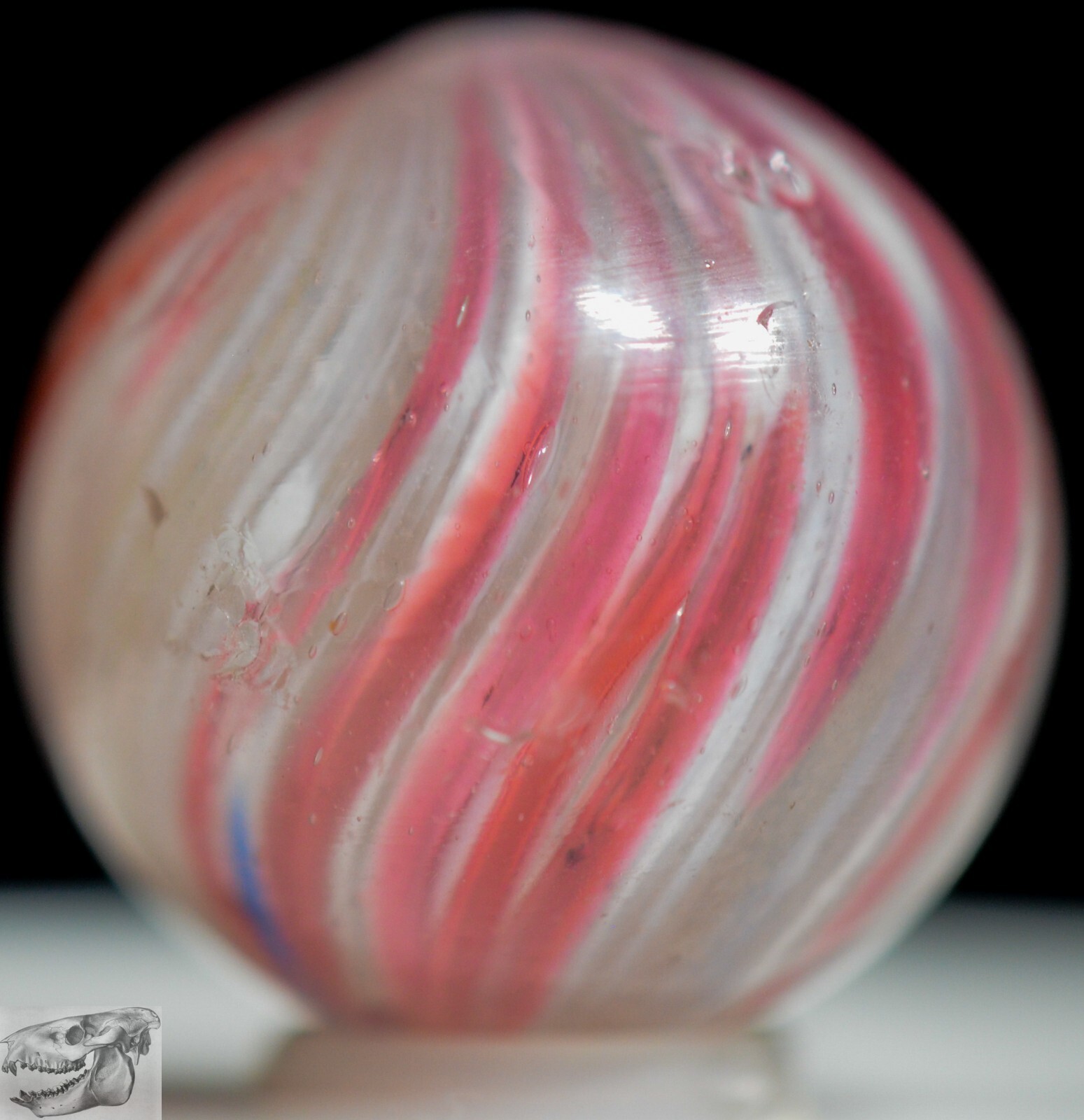 Handmade Pink Onionskin Shooter Marble, 15/16 in, Good+, Chip, 1860-1920, S1158