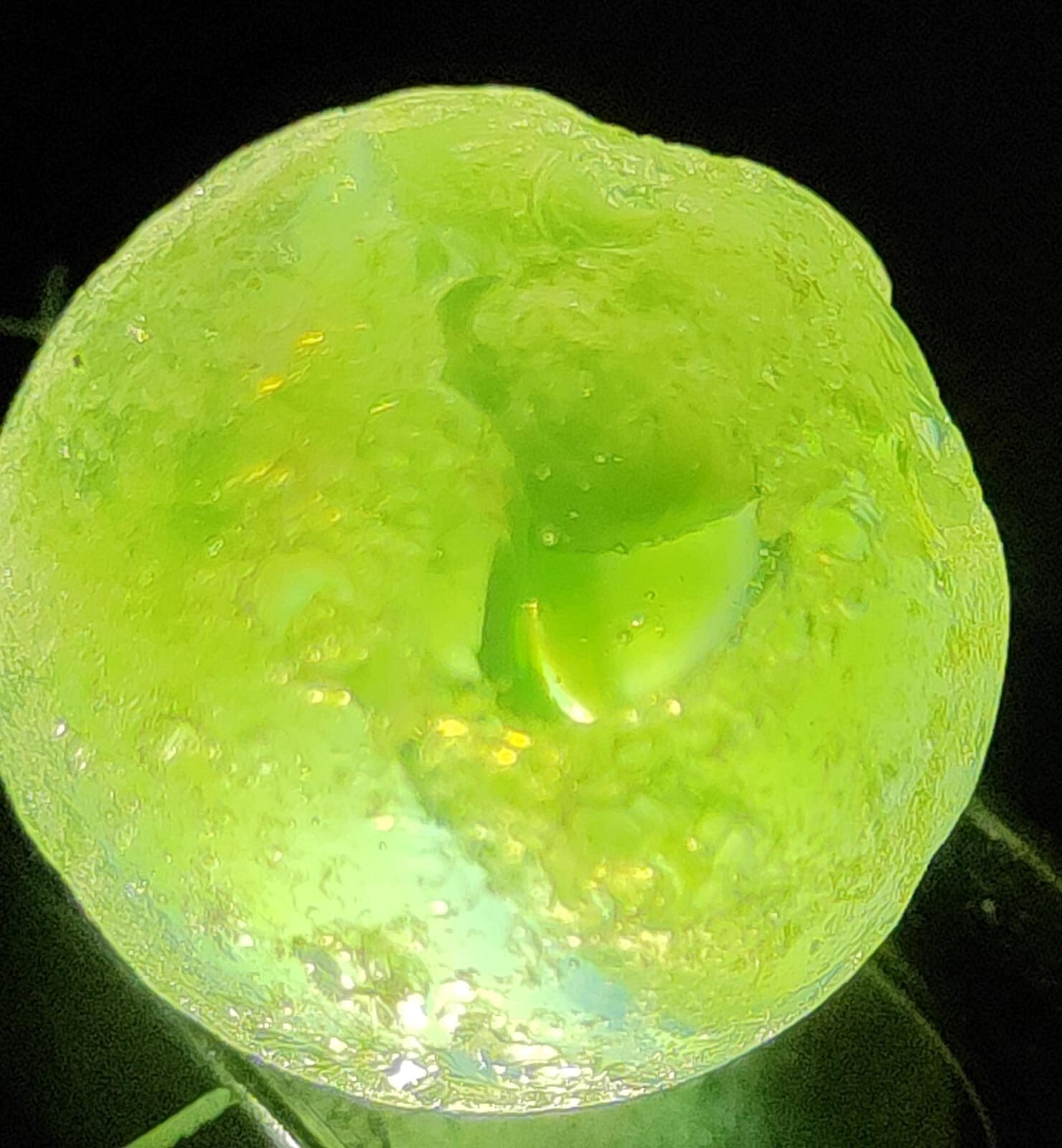 OLD TOY MARBLE 10 no 4 vein cats eye (7 blue + 3 green) Rail road clear base