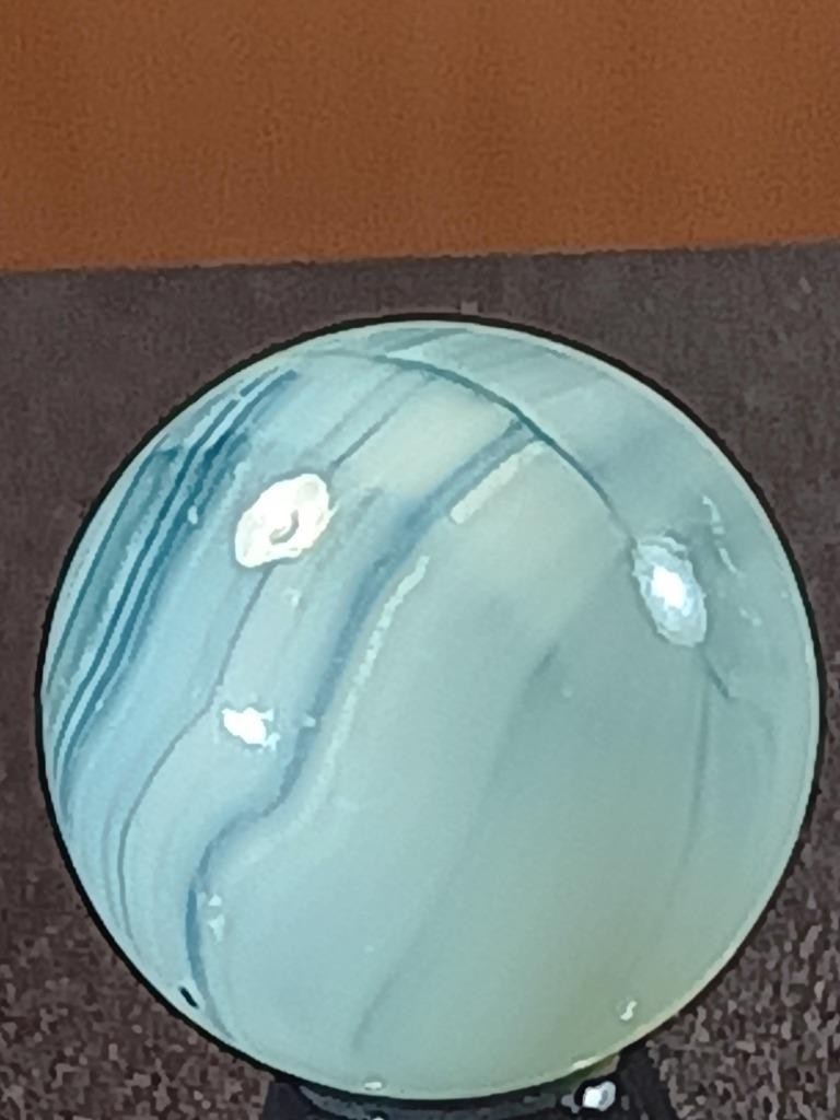 5/8″ Vitro Brilliant Turquoise Patch Wispy White on Clear NM Serious Marble B202