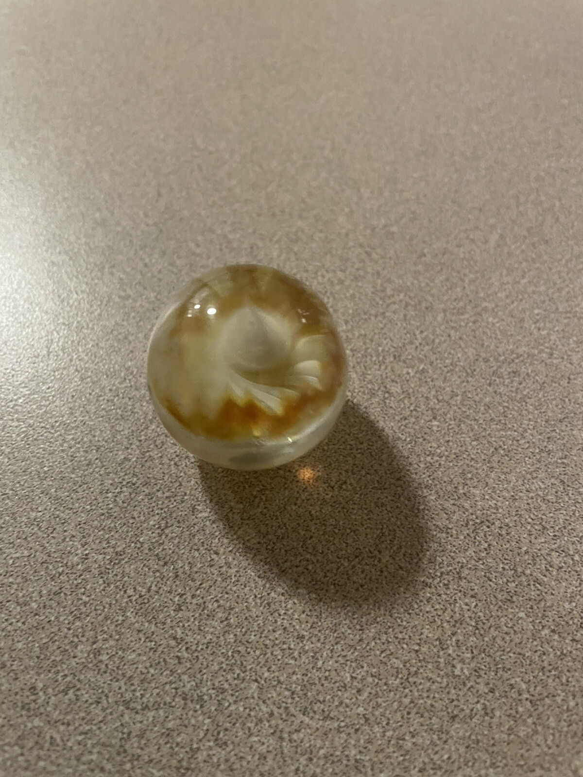 1 1/2 “ Tall Glass Marble , Two Tiny Chips On The Bottom Read Desc