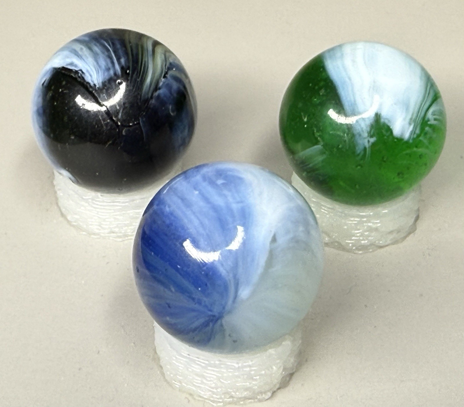 Lot Of 3 Master Brushed Patch Marbles .62” To .64” NM(+)