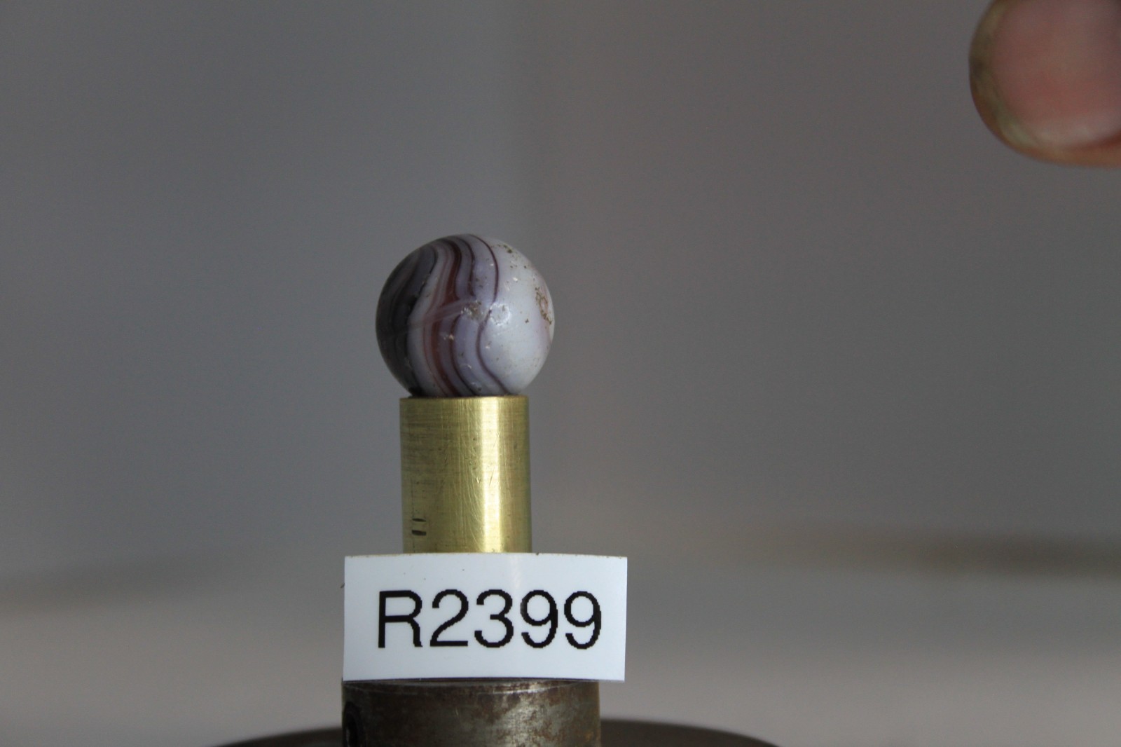 CHRISTENSEN AGATE MARBLE COLD ROLLED PURPLE OPAQUE WHITE 11/16″ CIRCA 1925-1933