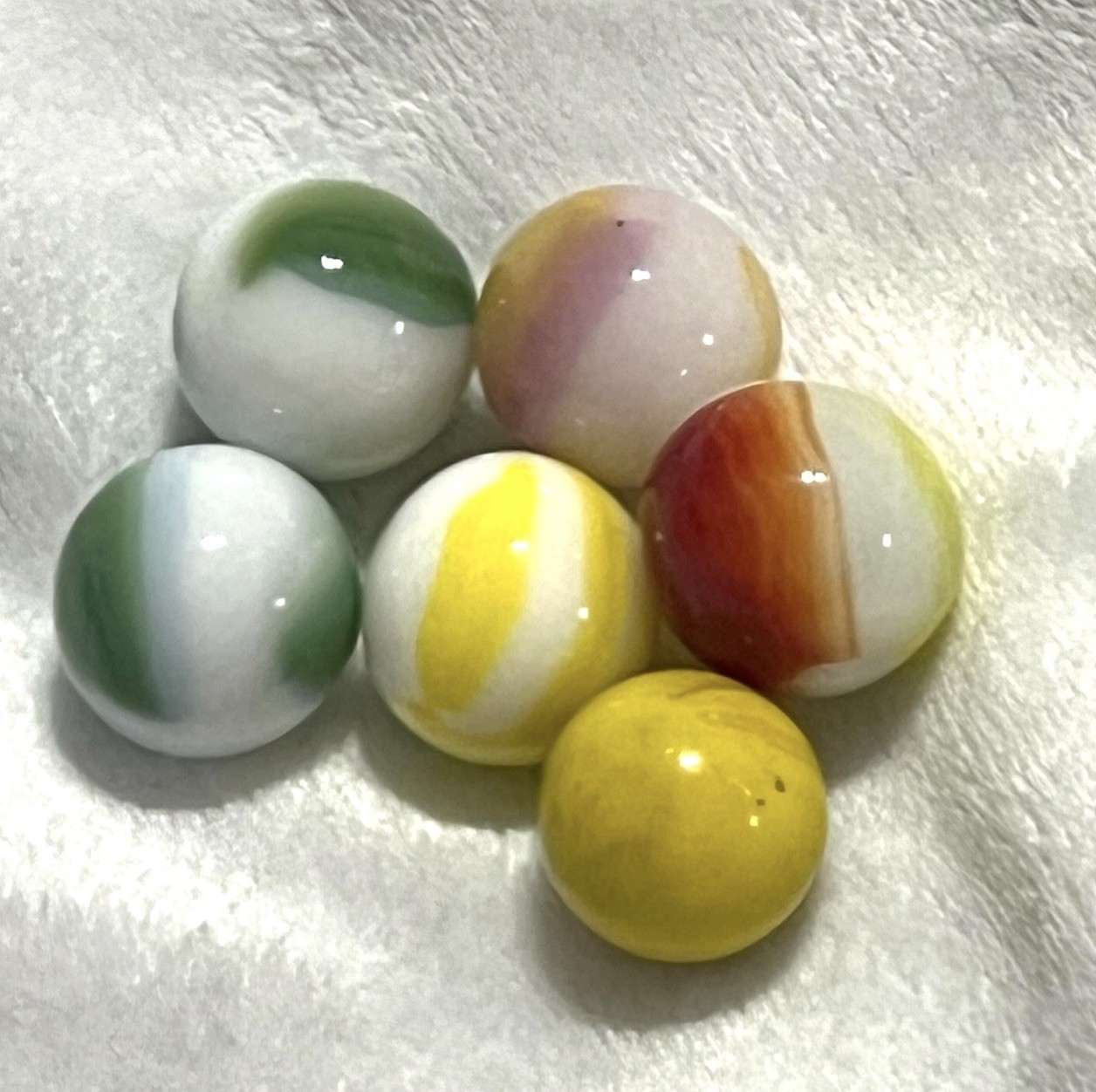 Mixed Lot Of 37 Vintage Marbles In Leather Drawstring Pouch