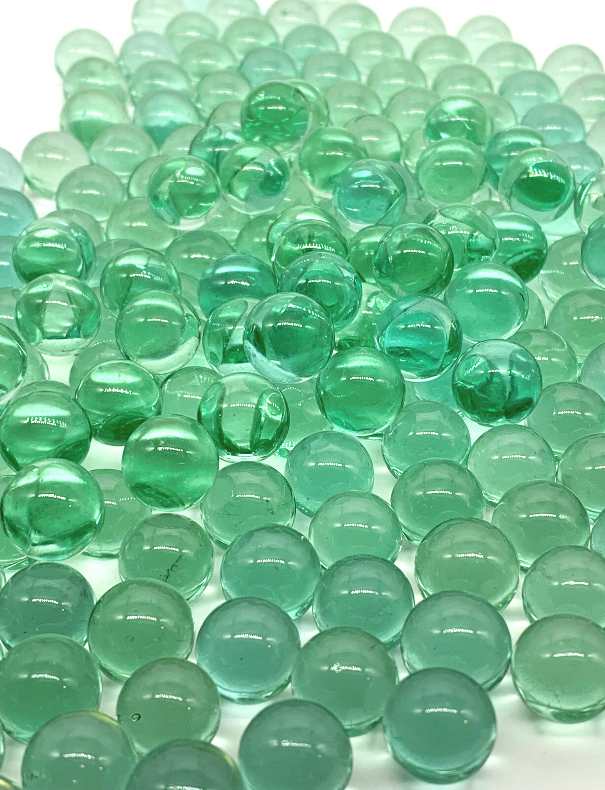 12mm Glacial Ice Clear Glass Peewee Marbles Transparent Green / Blue Tint Pk 500