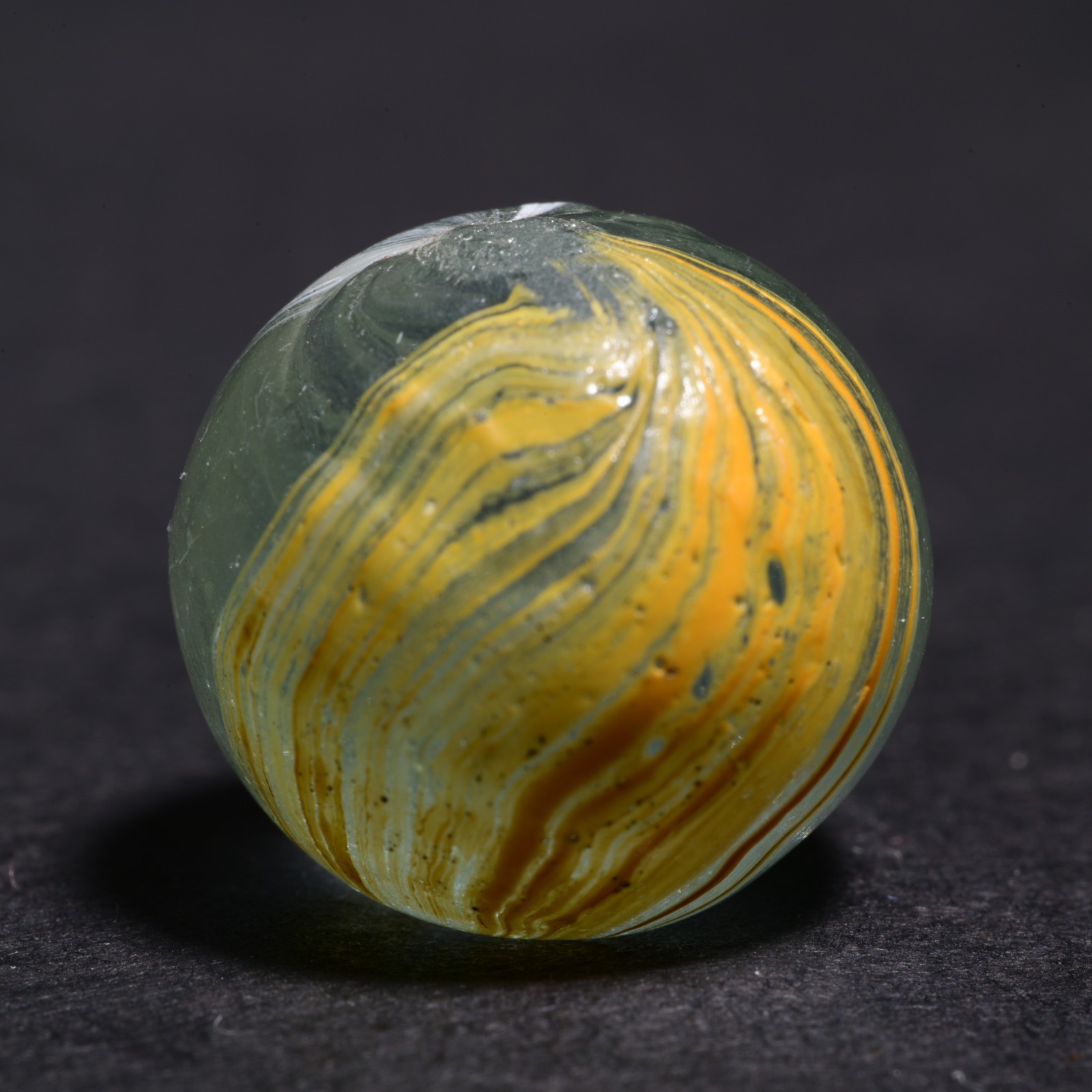 Indian Marble German Handmade Antique 2-Panel Ice & Egg Yolk 15.1mm 19/32”