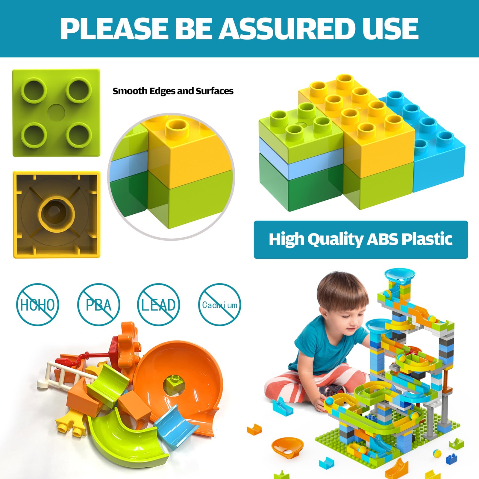 3in1 Marble Runs for Kids 3-5, 203pcs 4.7 inches x 12.4 x 12.2