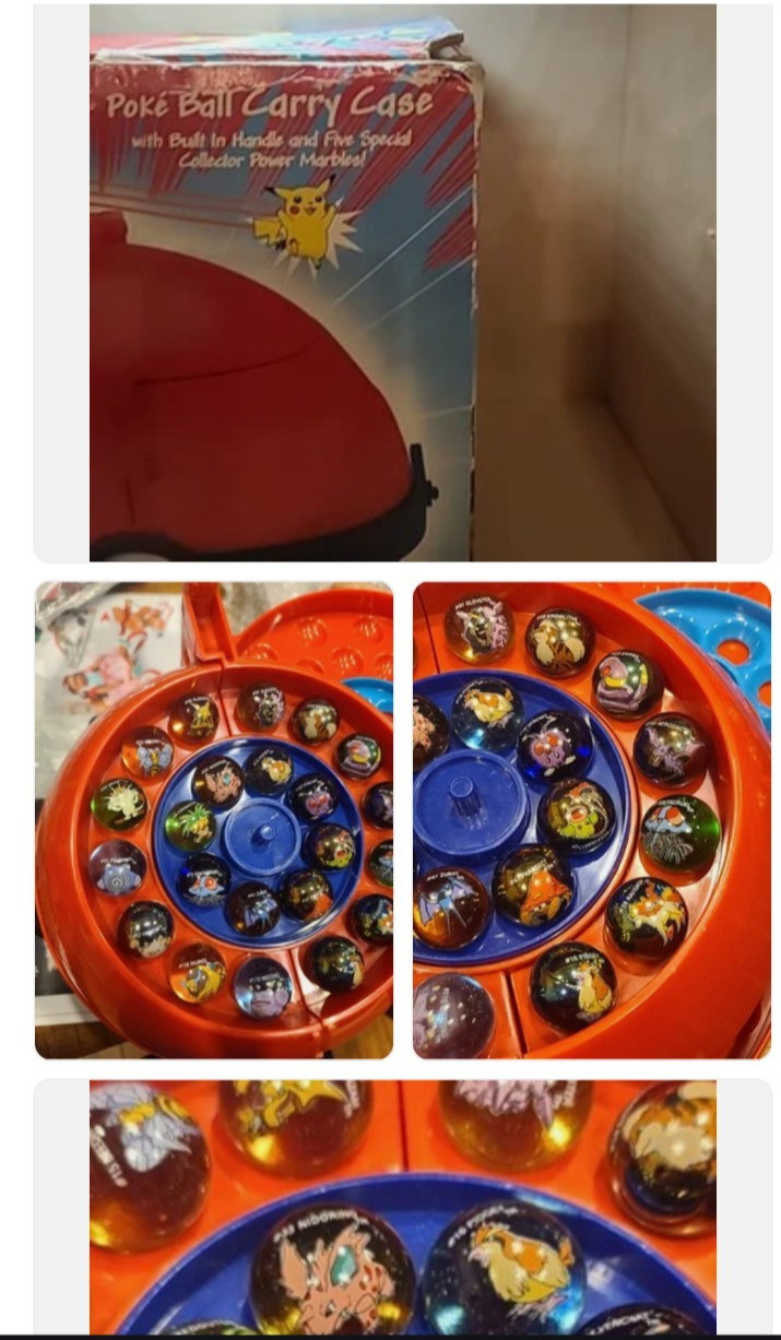Vintage 1999 Pokémon Collector marbles carrying case w/25 marbles/Orig See Pics