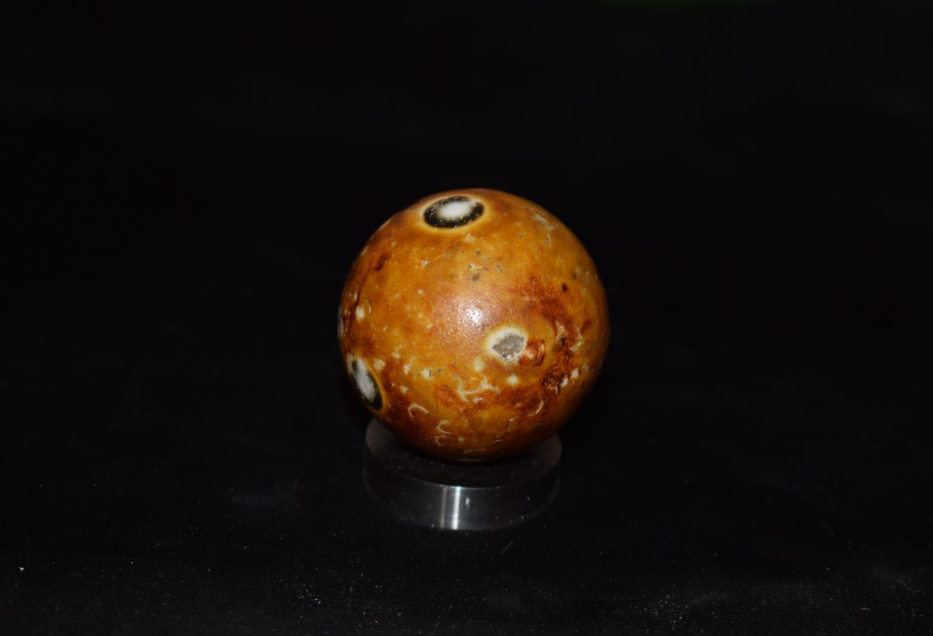 Antique German⬛🟥🟨 Bennington glazed clay marble🐘GAINT Toe Breaker size 1.400