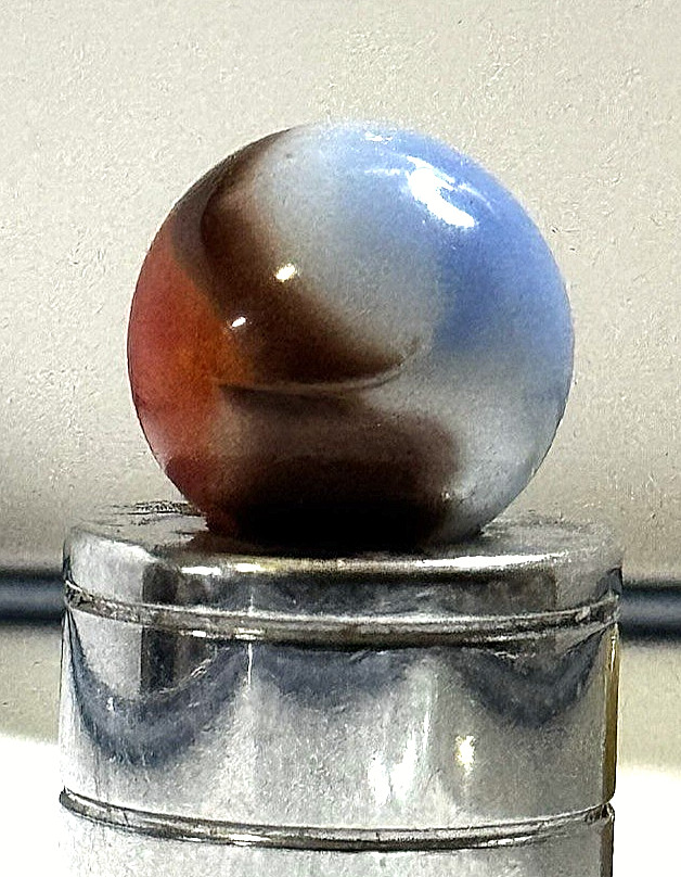 RARE Vintage Akro Agate Target Marble–Red, White, Blue & Oxblood | .5″ Minty