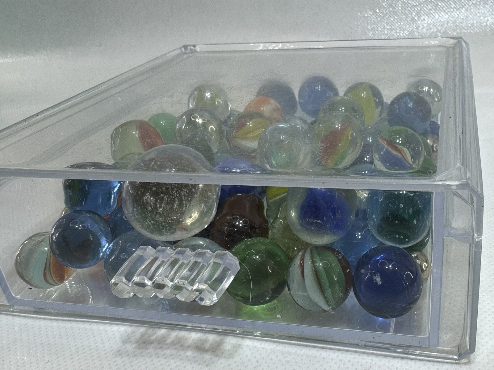 Vintage Assorted Marble Lot 71 Glass 3 Metal Plus Acrylic Case