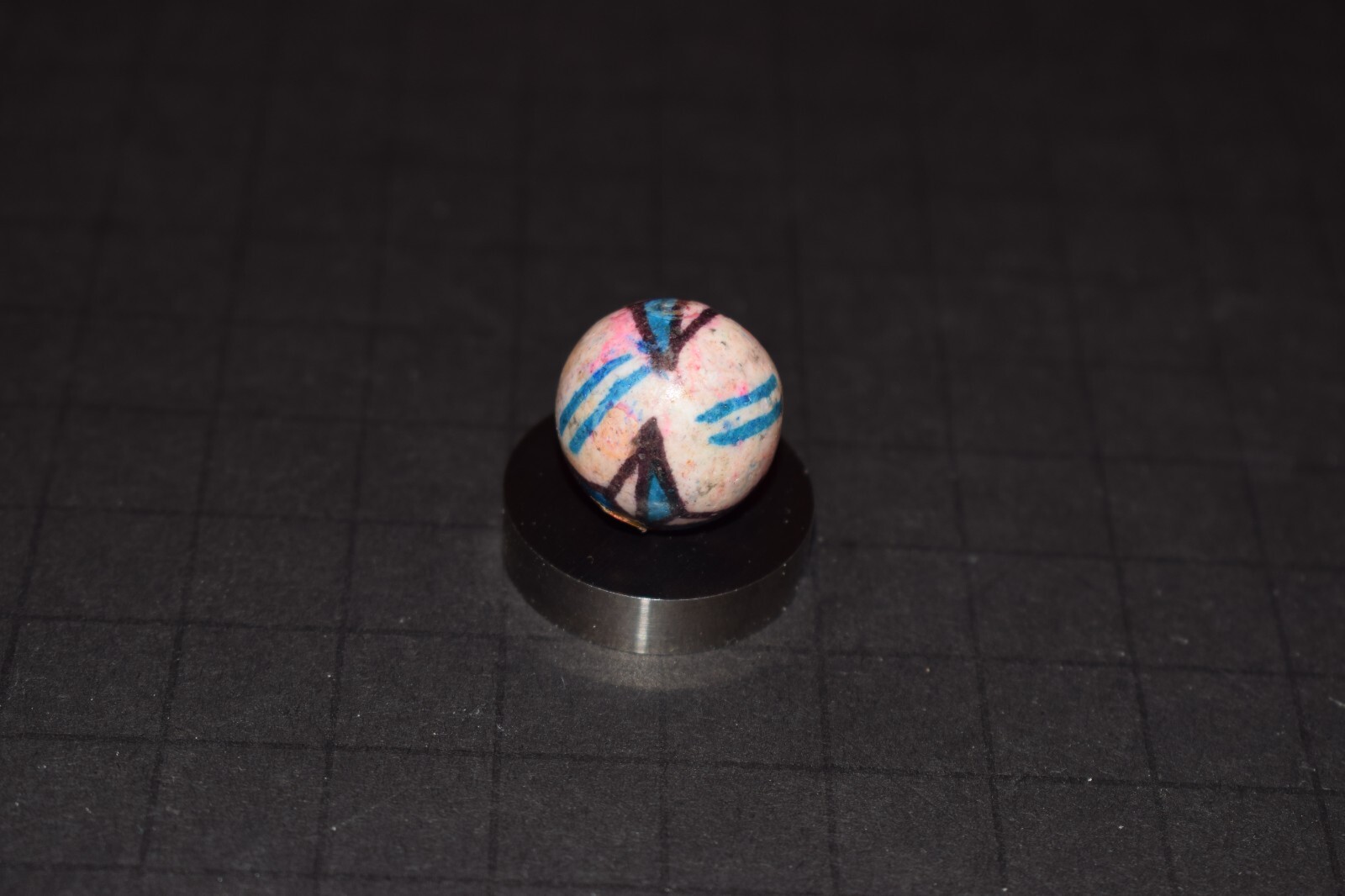Antique Hand Painted, Handmade Fired Clay Crockery⭐Marble Shooter Size .750″