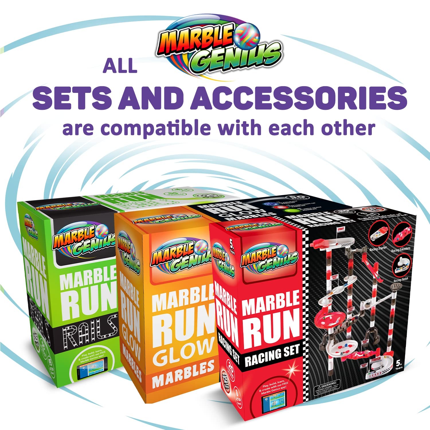 Marble Genius Run Pipe & Sphere Accessory Add-on Set – 10, Multicolor