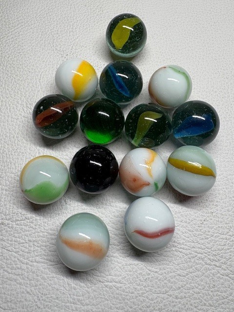 14 Large Vintage Glass Marbles Swirls Clear