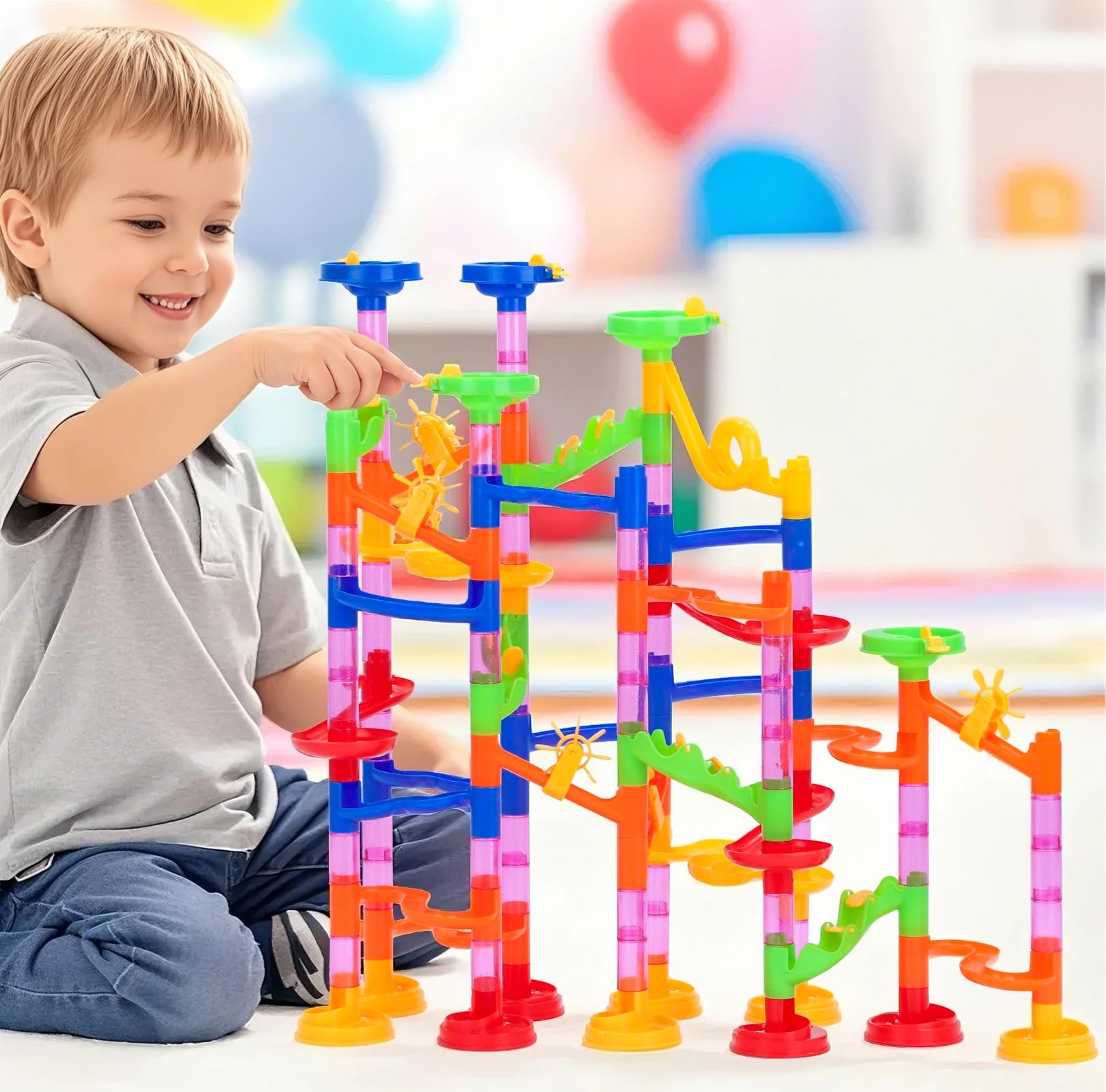 Gifts2U Marble Run Toy, 130Pcs 18.11 x 17.32 x inches, 130pcs