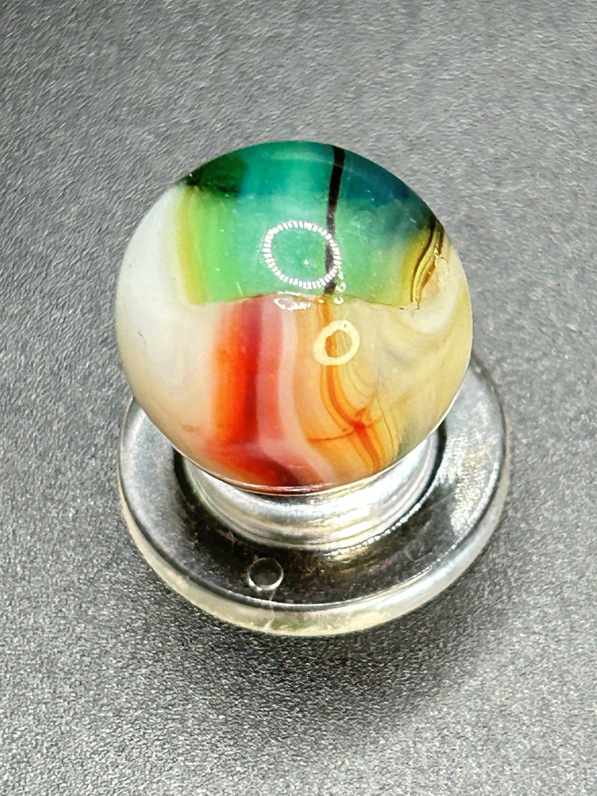 Vintage Vitro Agate Blended Trilite Helmet Marble w/ Oxblood 0.629”